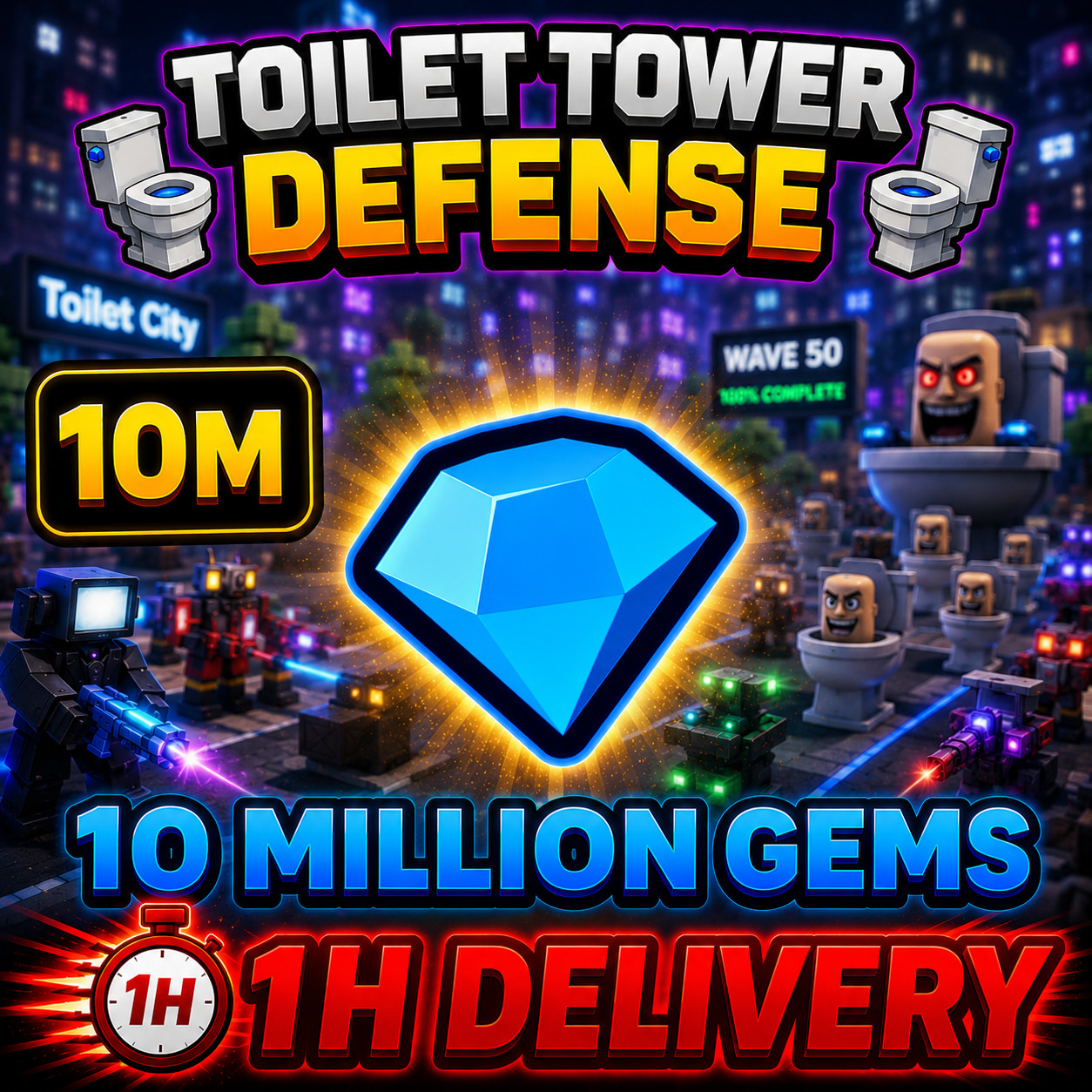 🚽TOILET TOWER DEFENSE🚽 | 💎10M GEMS TTD💎 | 🔴1H DELIVERY🔴| Fast & Quick