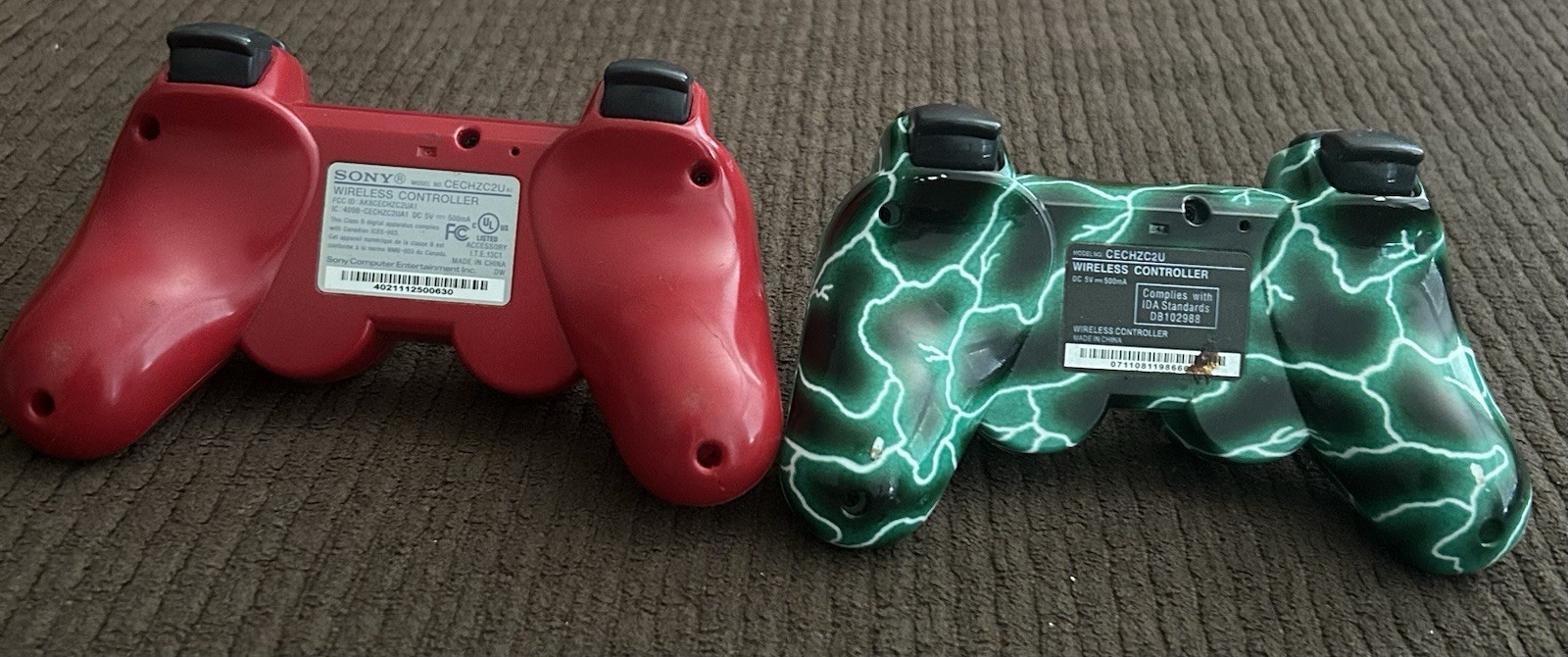 Sony PS3 DualShock 3 Red Controller OEM & Third Party Green Lightning Untested