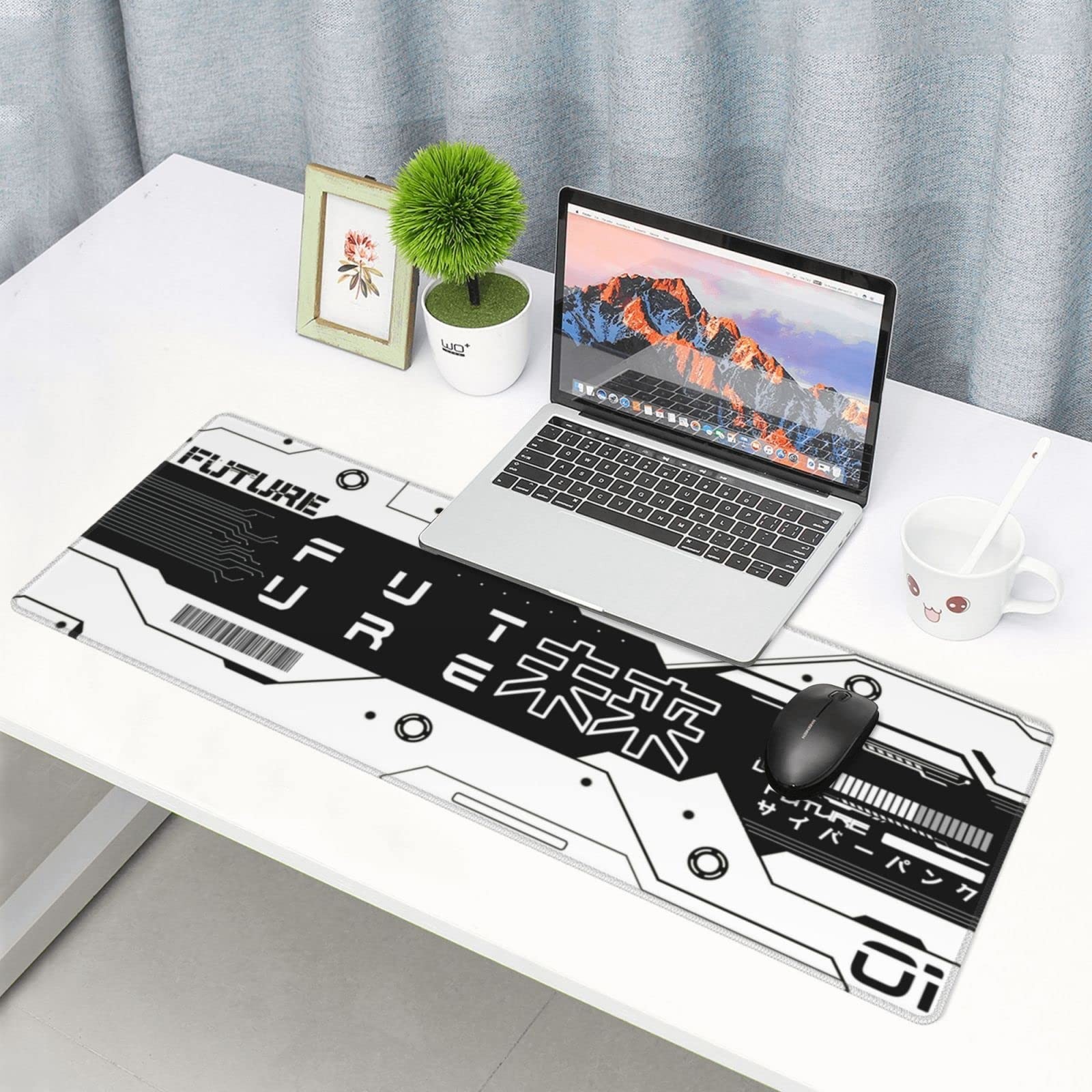 Black and White Future Gaming Mouse Pad XL, Large Non Slip Rubber Mousepad, S…