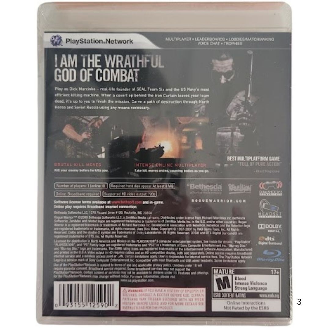 Rogue Warrior PS3 Brand New Game Special (2009 First Person Shooting)