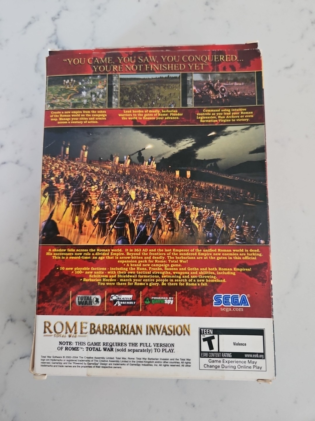 Rome: Total War & Barbarian Invasion Manual And Map included.
