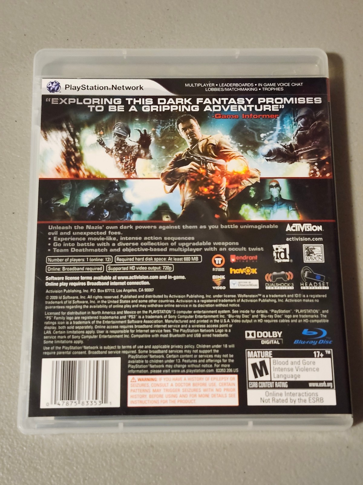 Wolfenstein (Sony PlayStation 3, 2009) CIB