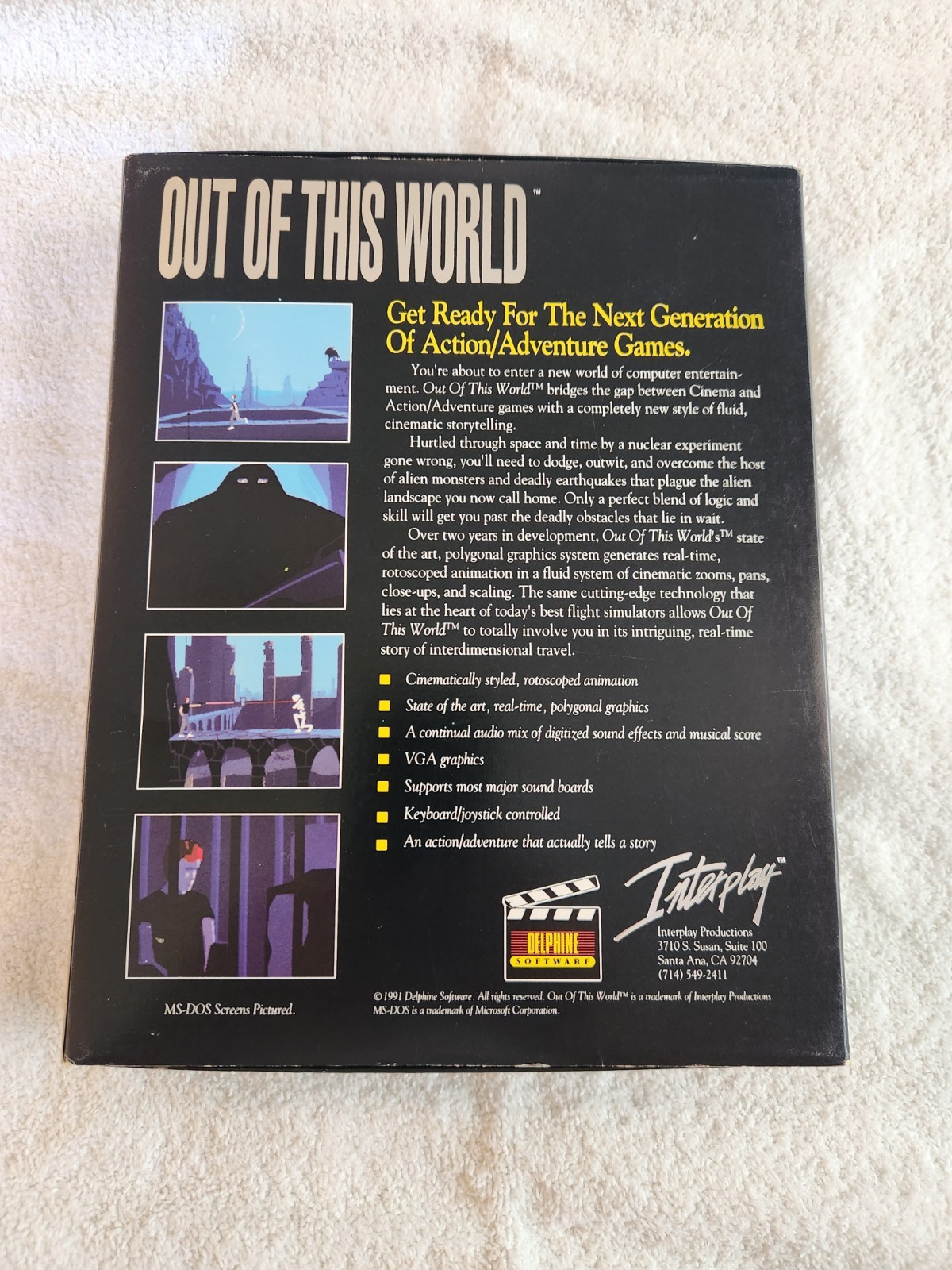 Interplay Out of This World PC 3.5″ Floppy Disk Set (1991) w/ Manual