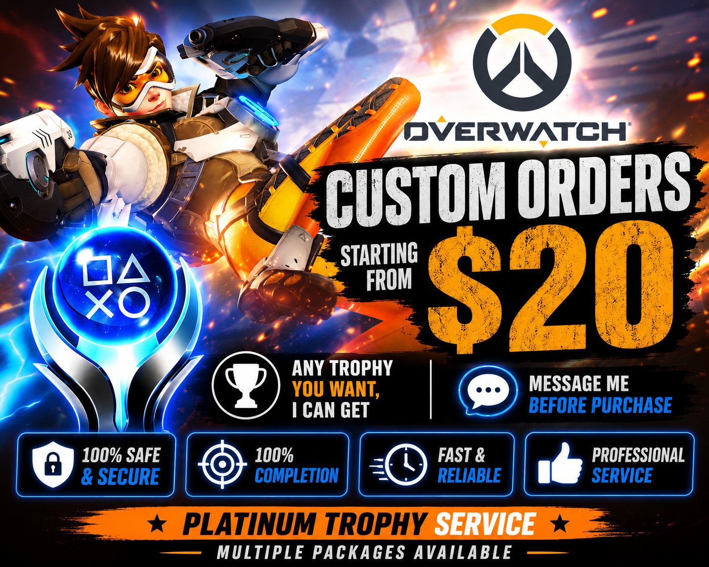 Overwatch Platinum Trophy Service | Trophy Cleanup & Custom Orders PS4 PS5