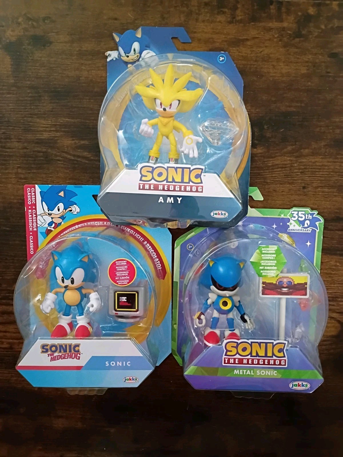3-PK SUPER SILVER *ERROR* Sonic the Hedgehog 4″ Lot Classic Metal Sonic Jakks
