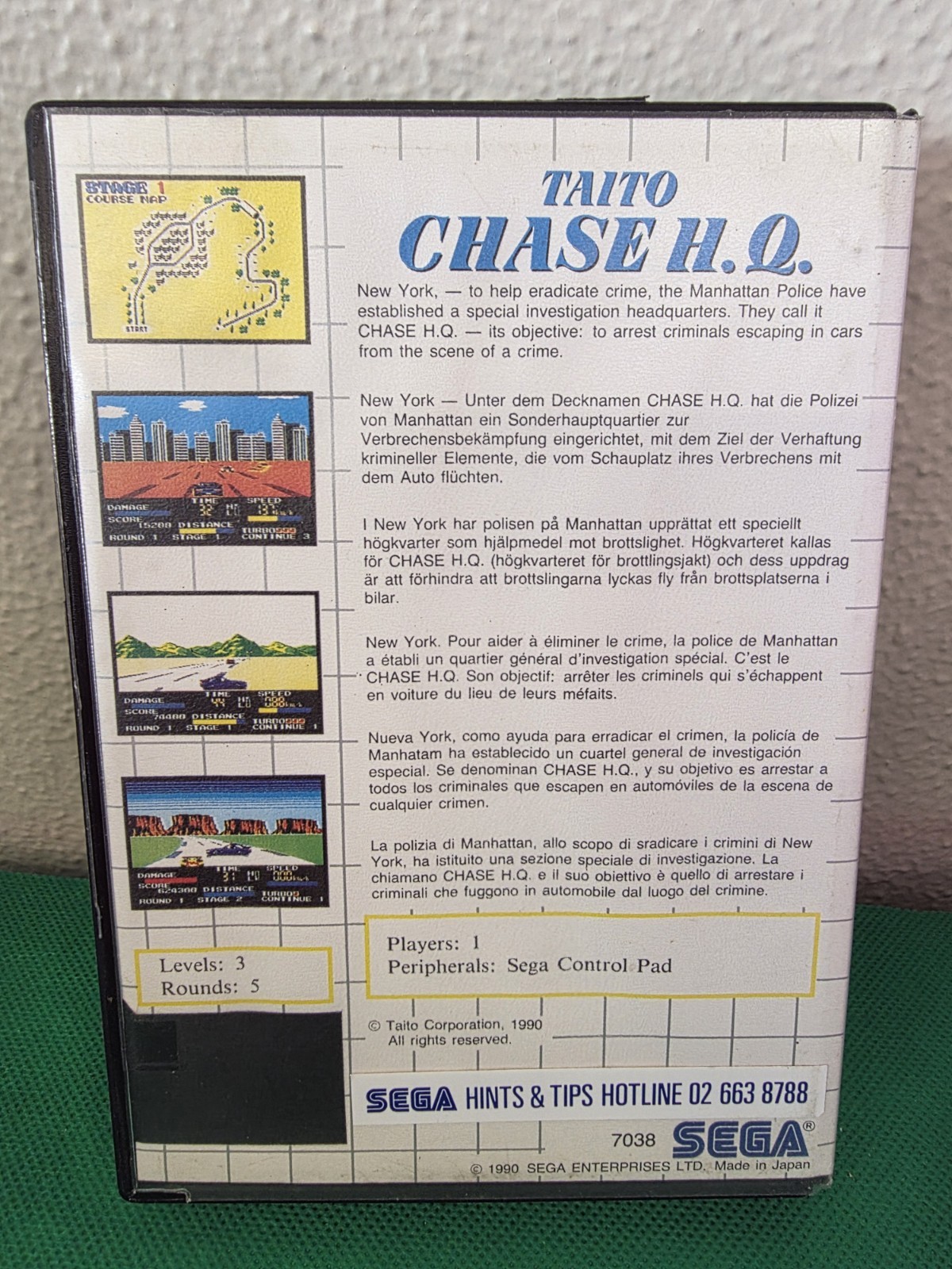 Sega Master System Taito Chase HQ Game Complete with Manual 1990 Used