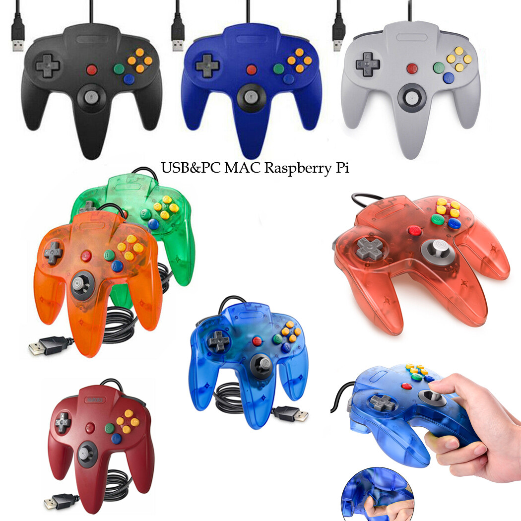 1-4 For Nintendo 64 N64 USB Controller Gamepad Joystick For PC MAC Raspberry Pi