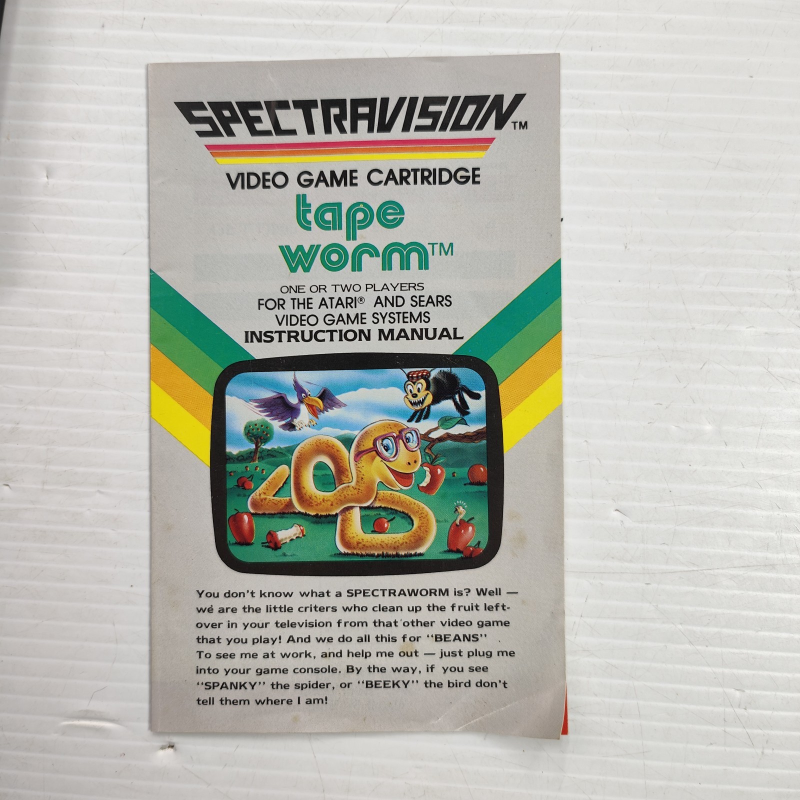 Atari 2600 Tape Worm Game Spectravision 1982 CIB Complete in Box Collector Item