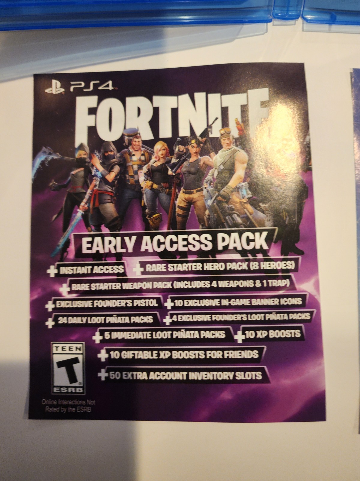 Fortnite PS4 Disc, Case & Insert. Weapon Pack Unused Code