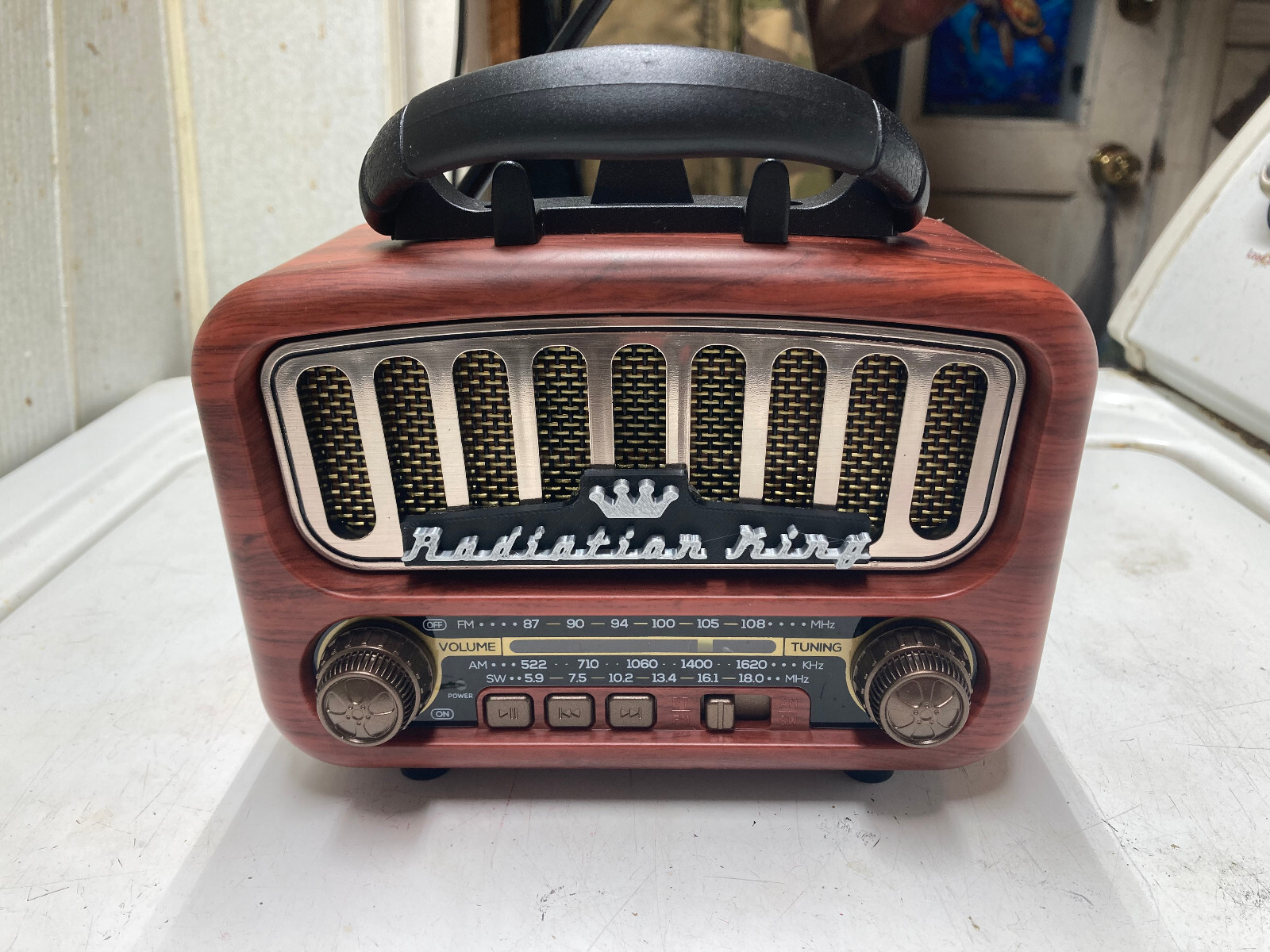 Fallout Radiation King round top radio, real working fan art, NO BOX