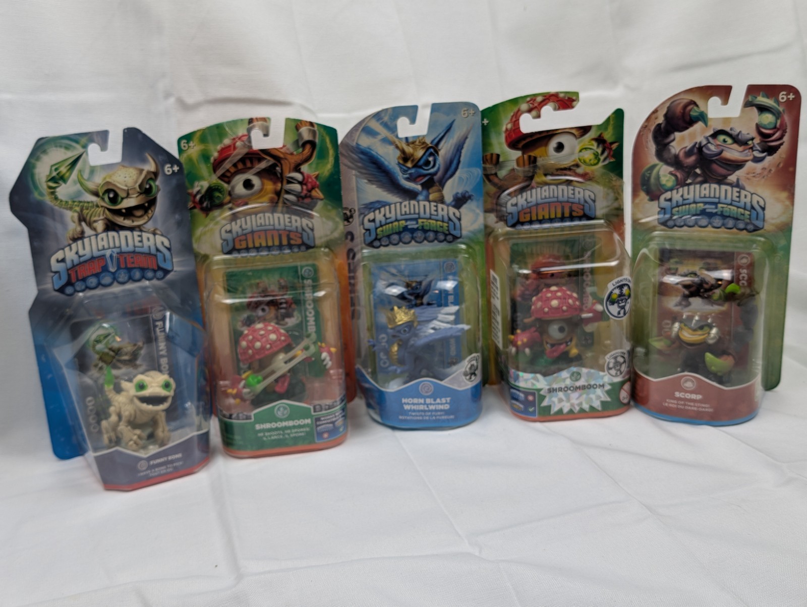 Skylanders Sealed Lot of 5 Funny Bone Scorp Horn Blast Whirlwind Shroomboom NEW