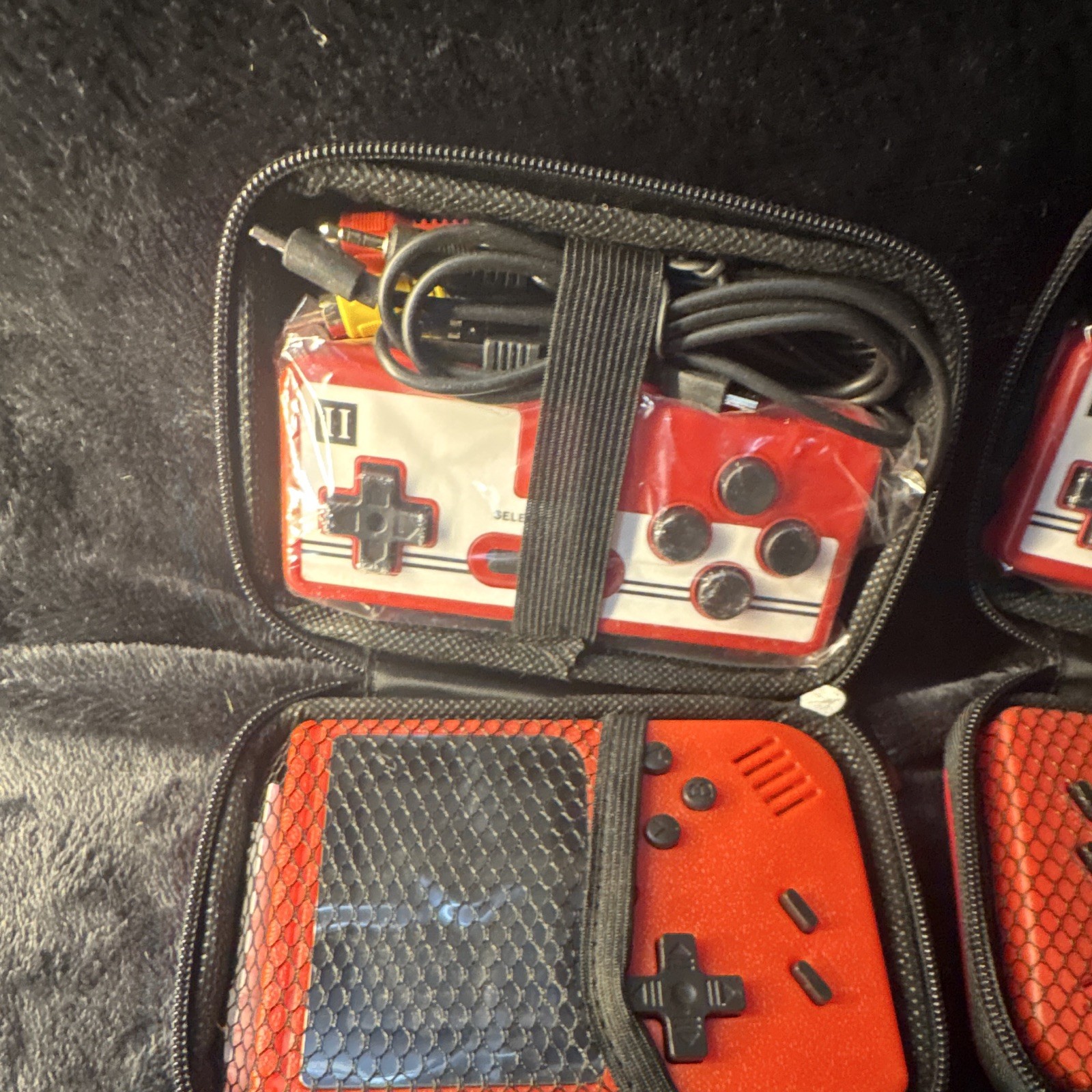 Retro FC Handheld System Red/Black w/ Case, Controller, AV Composite RCA Cables
