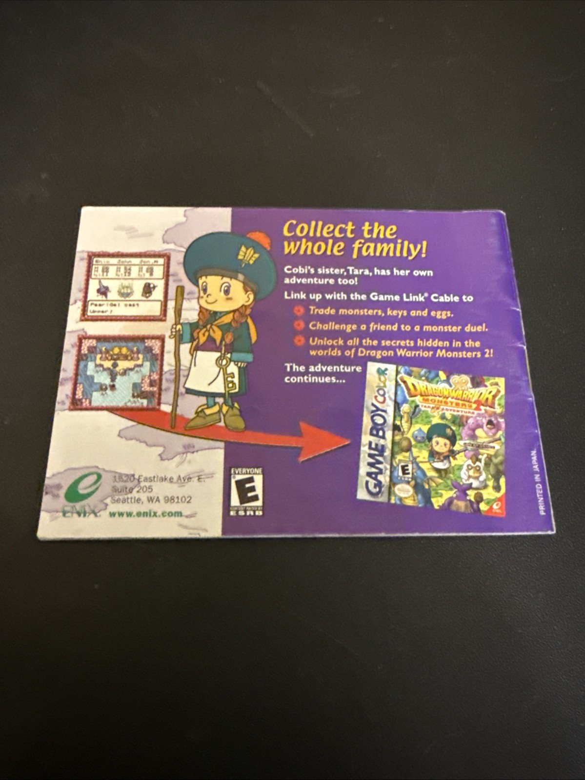 Dragon Warrior Monsters 2: Cobi’s Journey GameBoy Color GBC Manual Only RPG