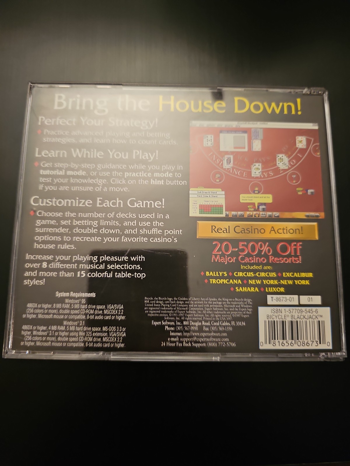 Bicycle BlackJack CD-ROM Vintage Computer Casino Card game Microsoft windows 95