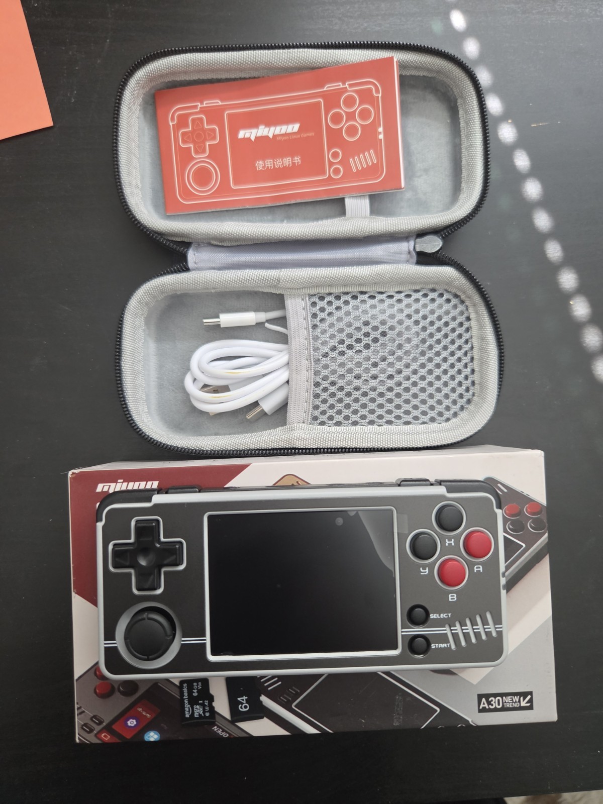 Miyoo A30 Retro Handheld Game Console,Portable Game Emulator – Grey & White