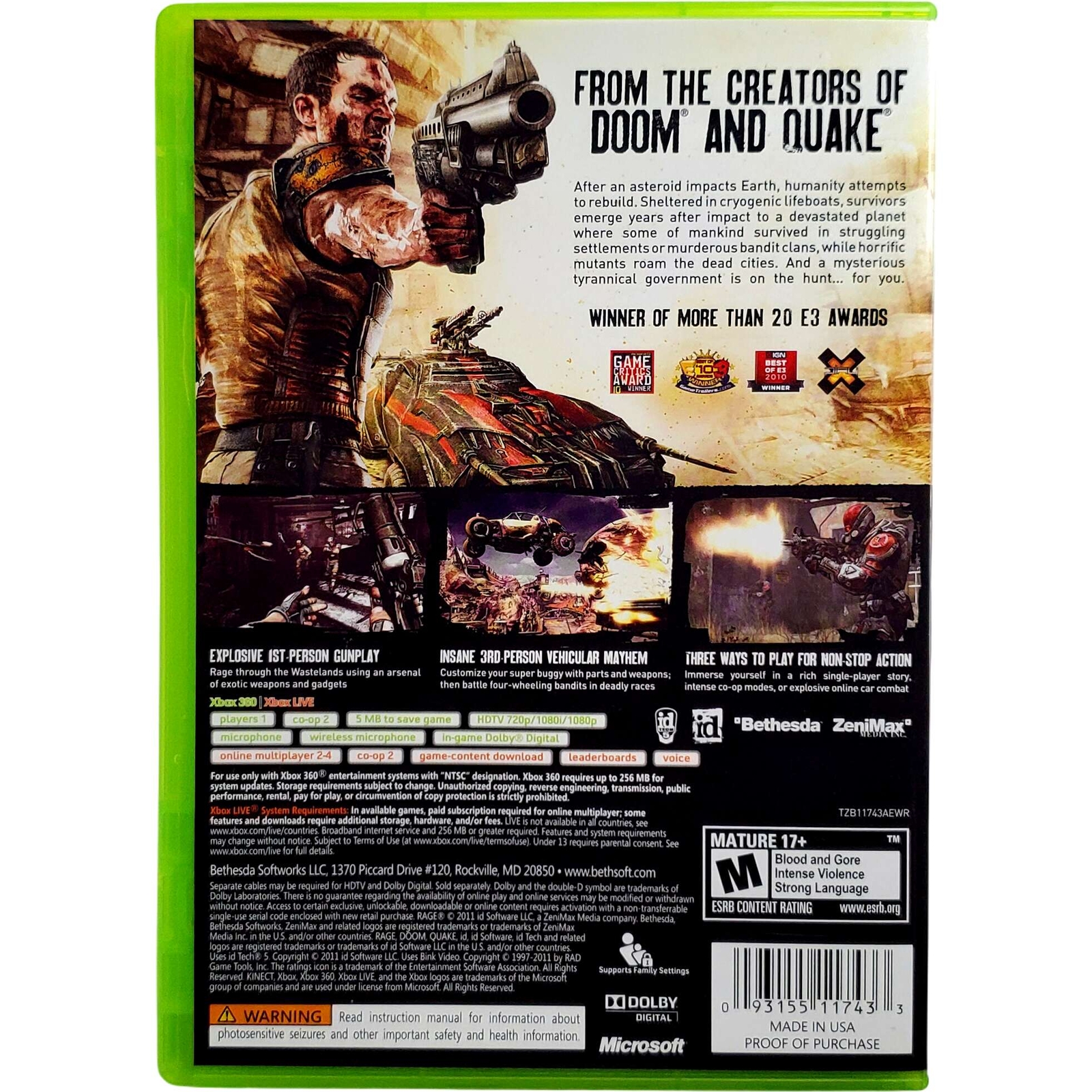 Rage – Microsoft Xbox One Pristine Tested Authentic 180 Day Guarantee
