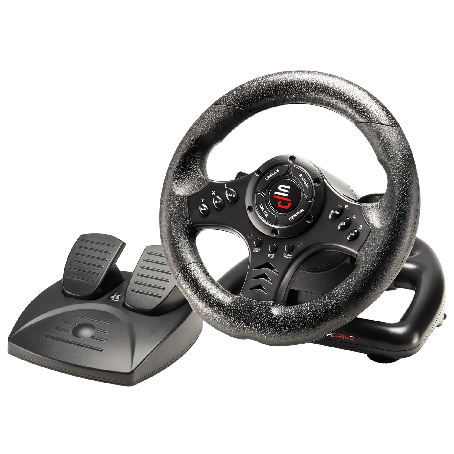 Advanced Racing Steering Wheel with Pedals & Vibration for Xbox and PC – Black