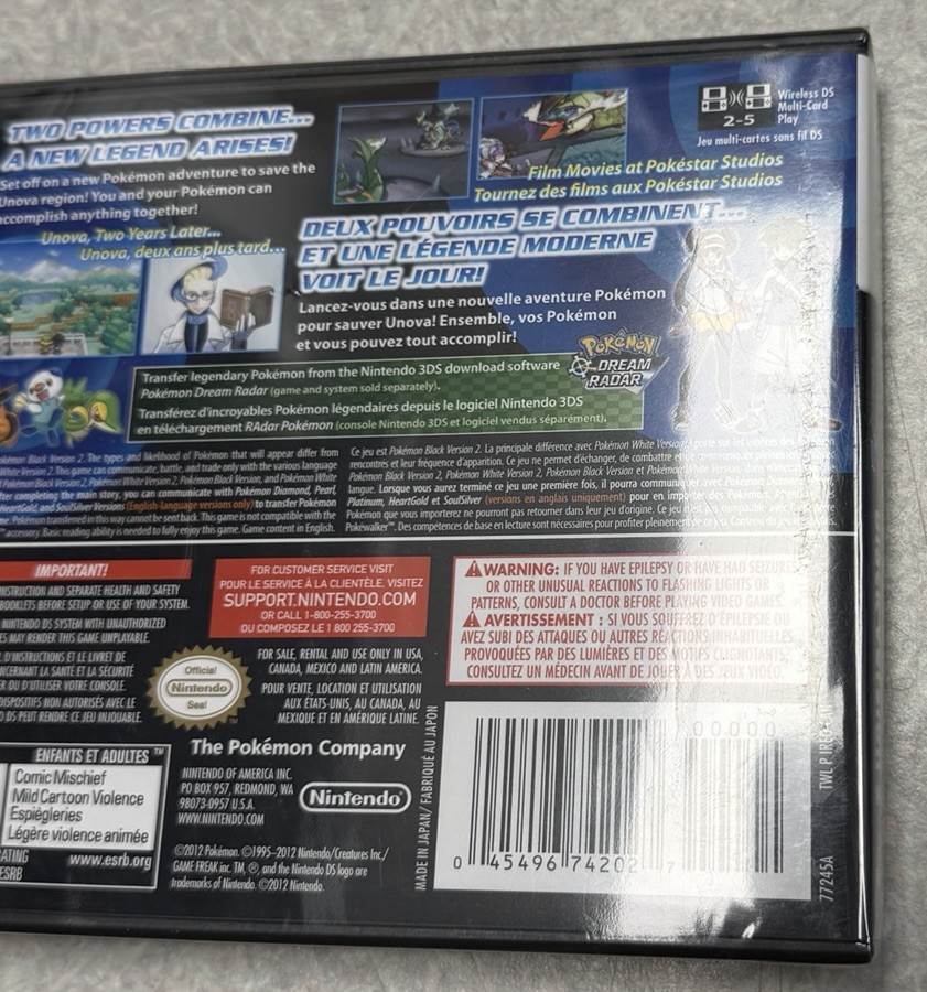 Pokémon Black Version 2 Nintendo DS, 2012 New Factory Sealed Authentic Protector