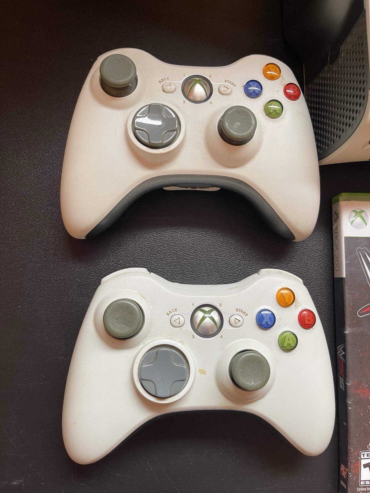 Xbox 360 Console Bundle White Complete Cords Tested WWE Games Lot 2 Controllers!