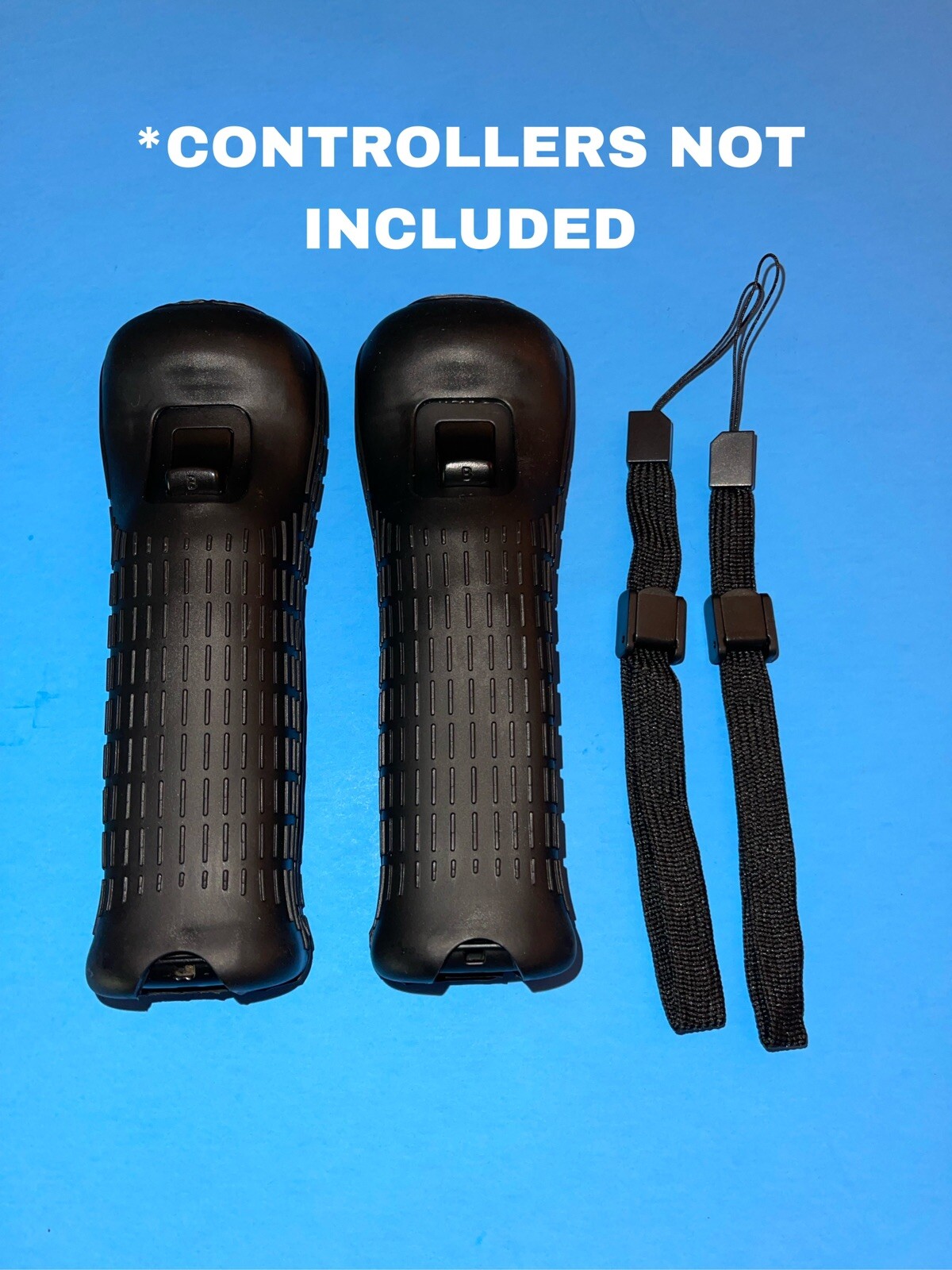 x2 New Nintendo Wii Remote Black Rubber Silicone Gel Covers Sleeves & Straps