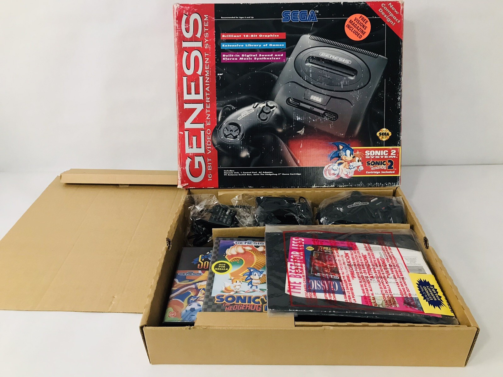 Model 2 Console MK-1631 Sega Genesis Console System with Games And Box!! Works!!
