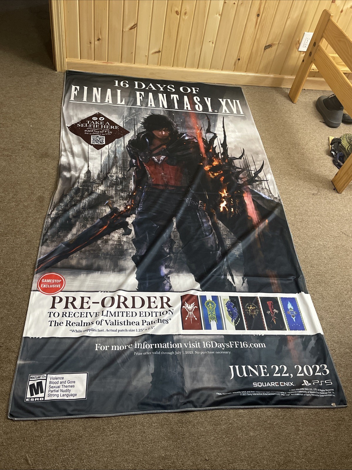 Final Fantasy XVI PS5 Cloth/Fabric Gamestop RETAIL Promo Poster (7FT x 4FT) WOW
