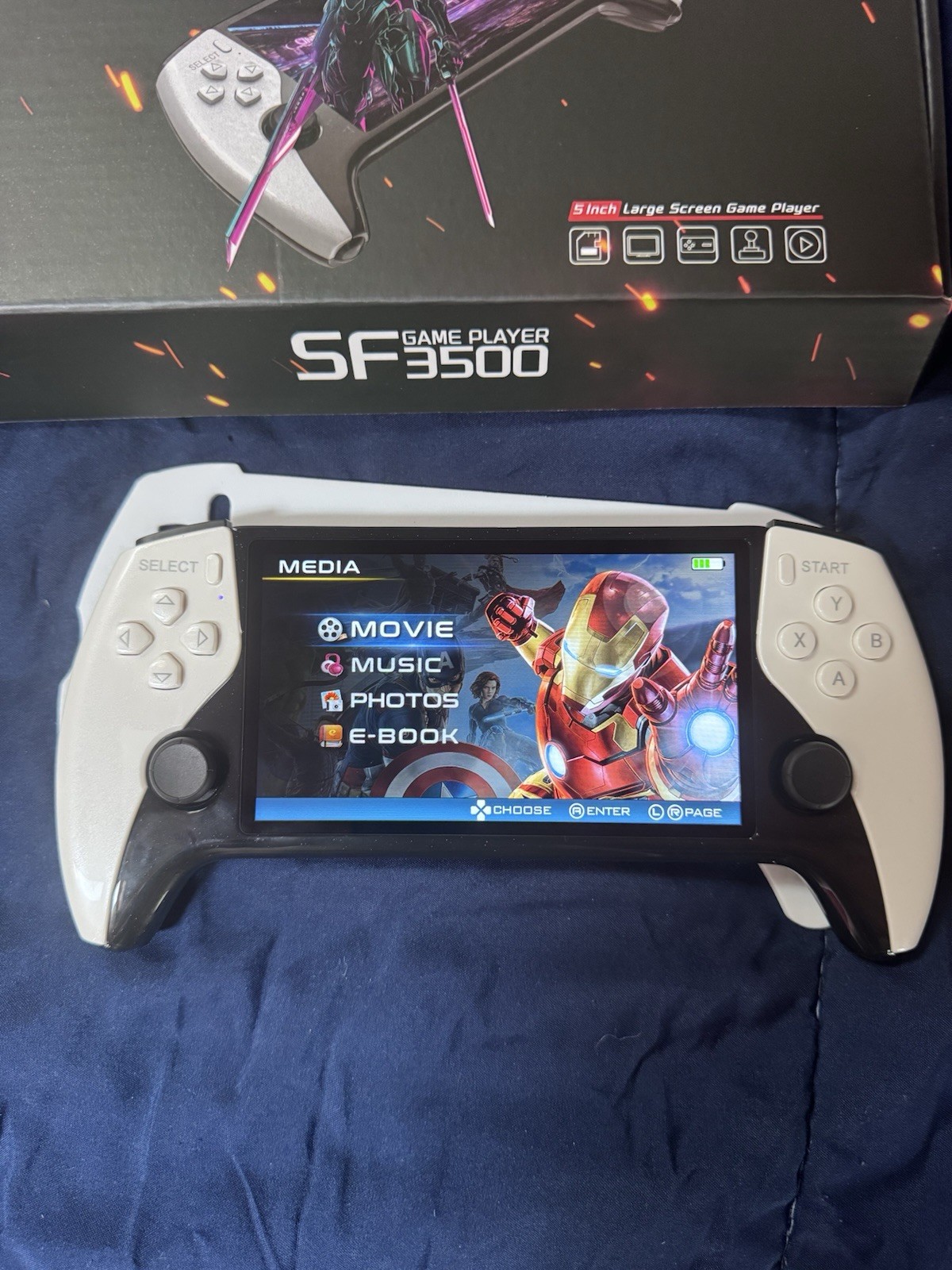 SF3500 Handheld Game System Built-In Games 5in IPS 1080p FHD HDMI Black/White