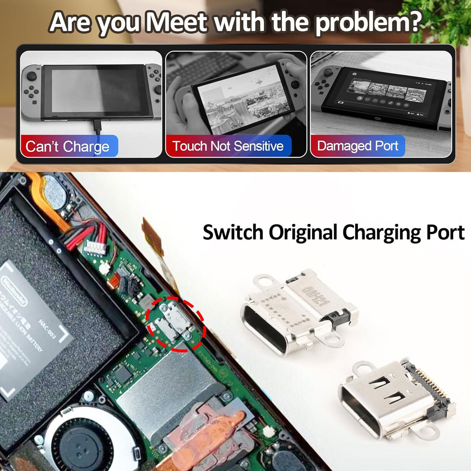 Lot Bulk USB Type-C Charging Port Socket DC Jack Replacement For Nintendo Switch