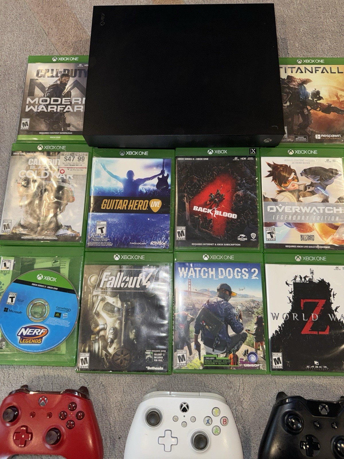 Xbox One X 1TB Console Bundle 3 Controllers 11 Games Turtle Beach Headset