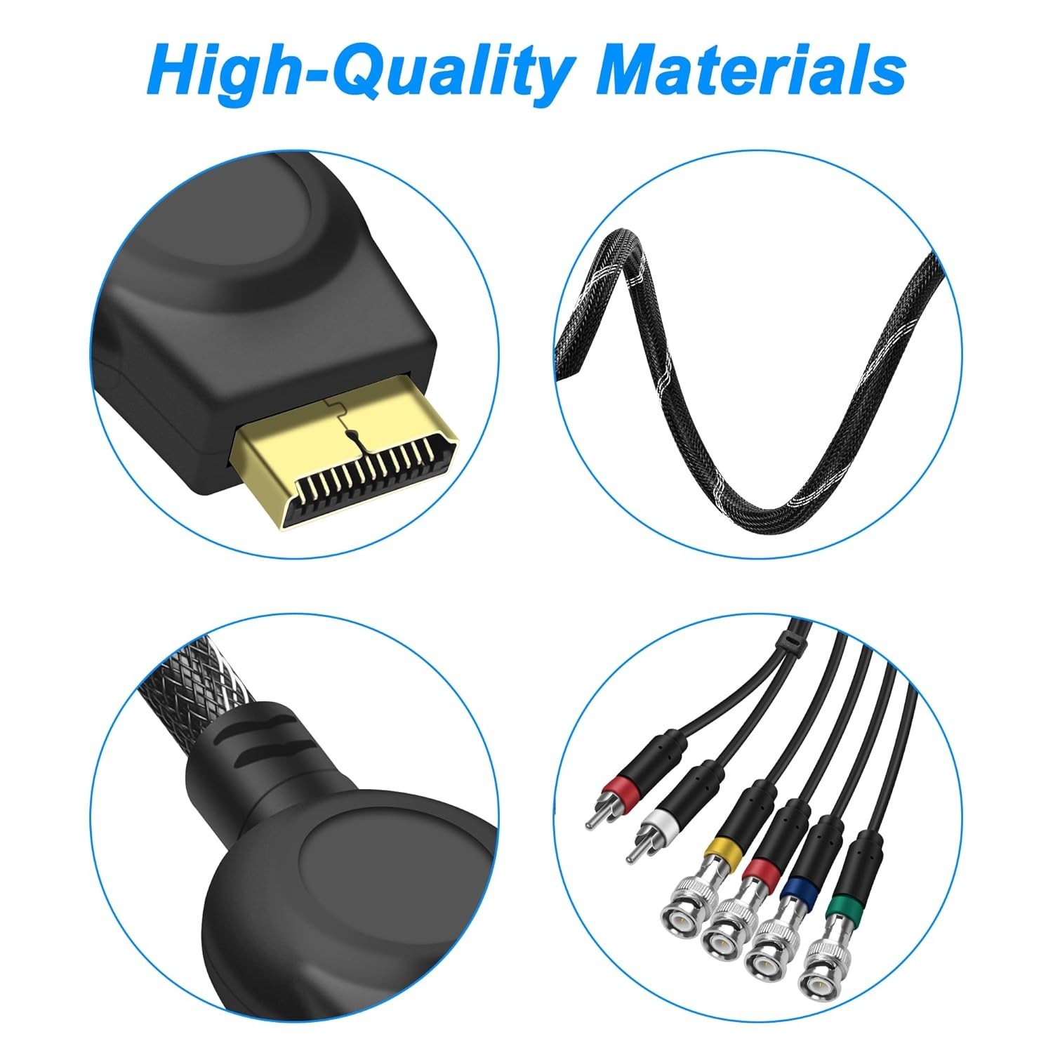 PS2 PS3 Component AV Cable Audio Video HDTV Cord with 4 BNC RGB RGBS Connecto…