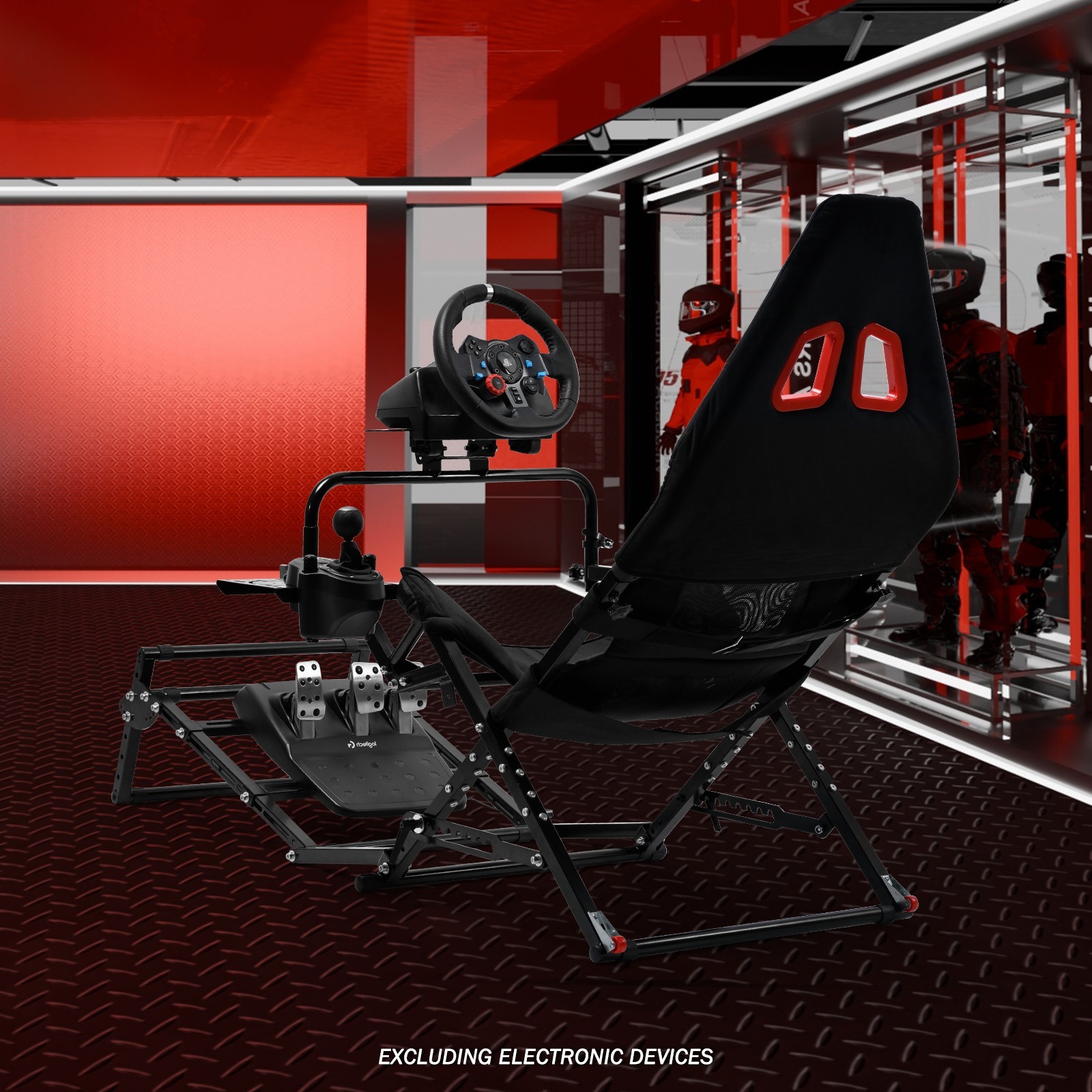 Supllueer Foldable Racing Simulator Cockpit Fits Logitech G923 Moza Thrustmaster