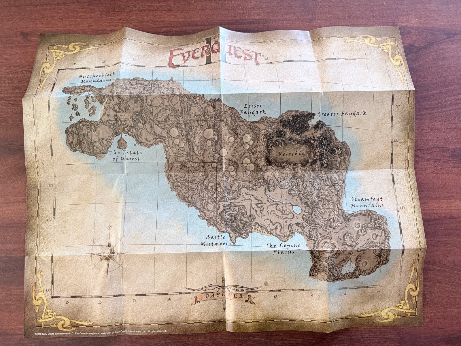 EverQuest World Map Game Fold Out Poster Original PC Game Insert 2006