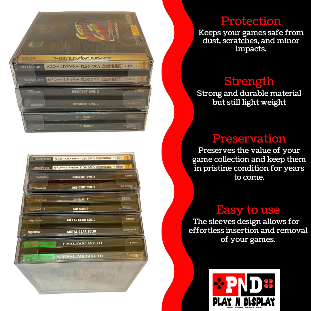 1 PLAYSTATION ONE 1 & CD DUEL JEWEL CASE PROTECTIVE SLEEVE BOX PROTECTOR CLEAR