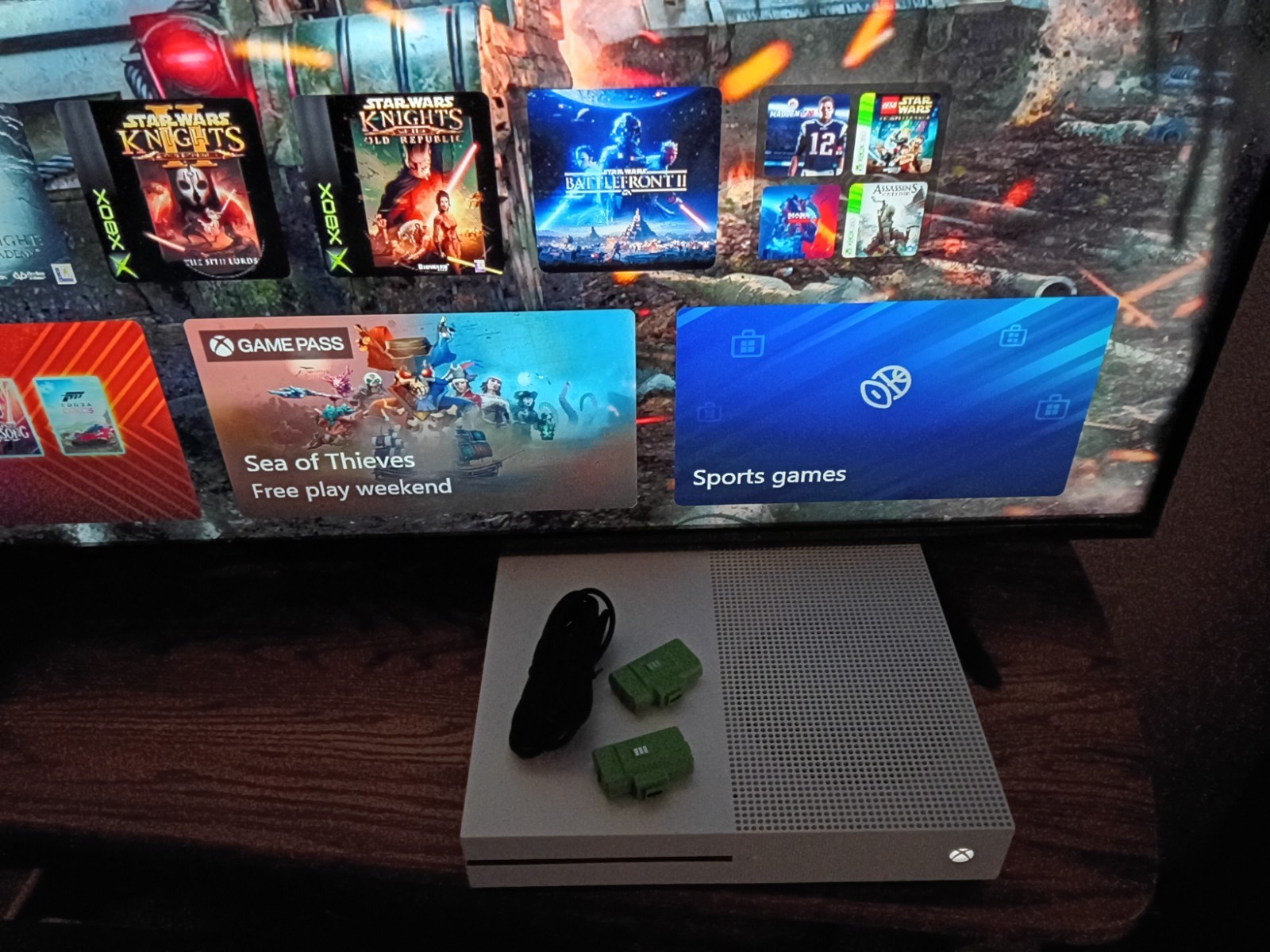 Xbox One S 1TB Console – Charge N Play 2 Rechargeable Batteries – No Controller