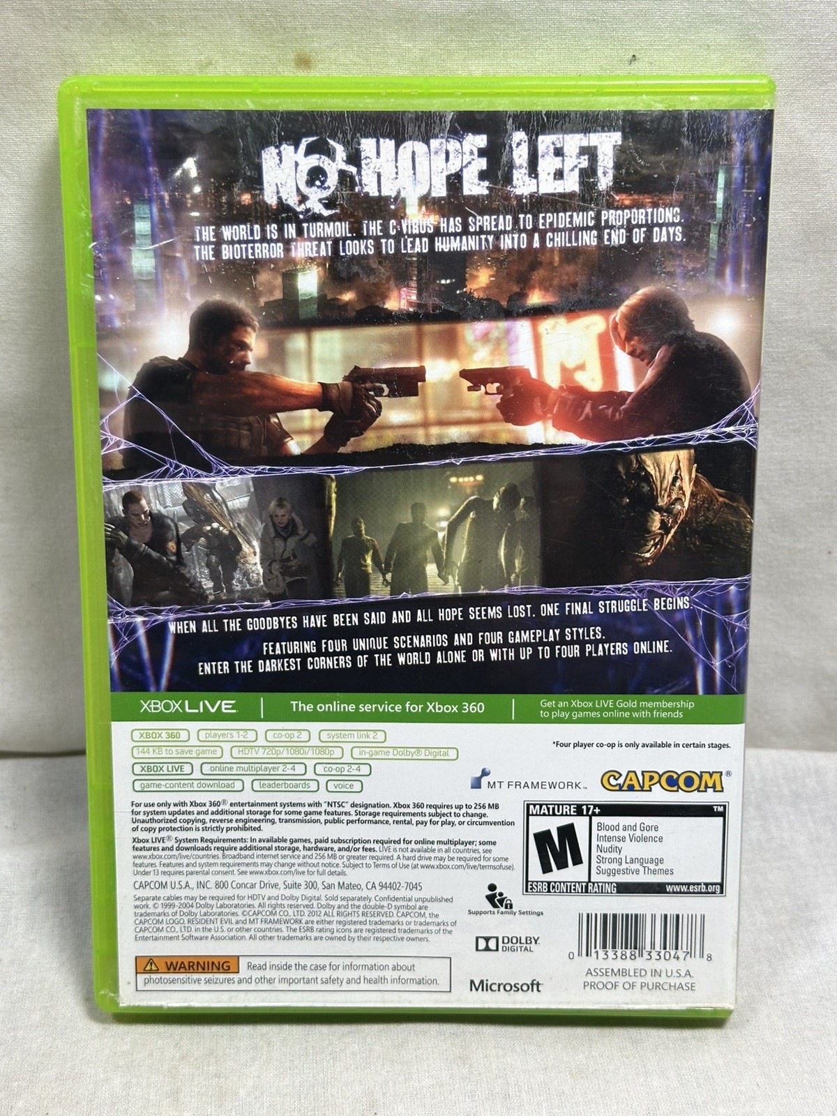 Resident Evil 6 (Microsoft Xbox 360, 2012) No Manual – Tested