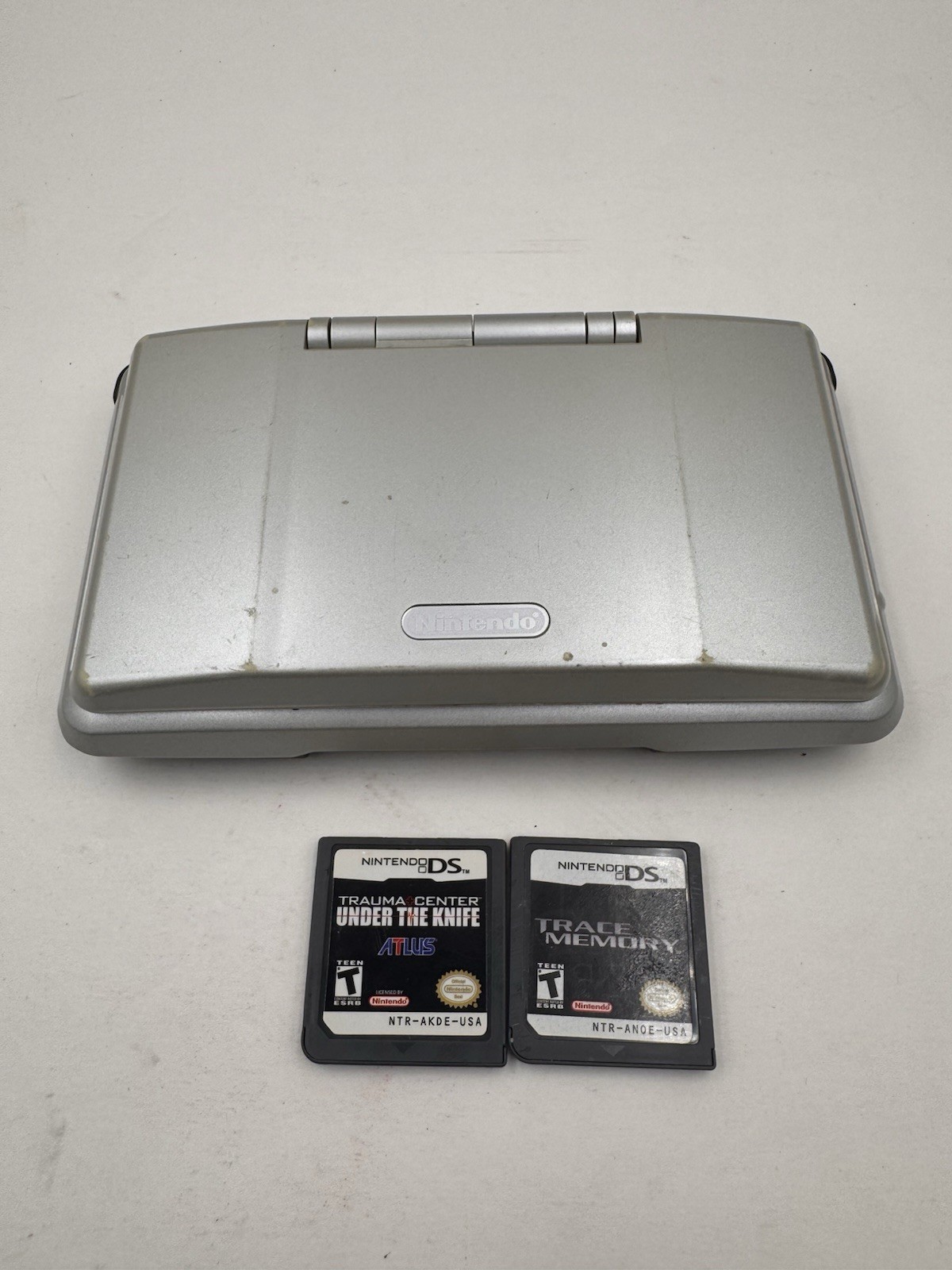 Nintendo DS Original NTR-001 Platinum + 2 Games Bundle Tested w/ Stylus
