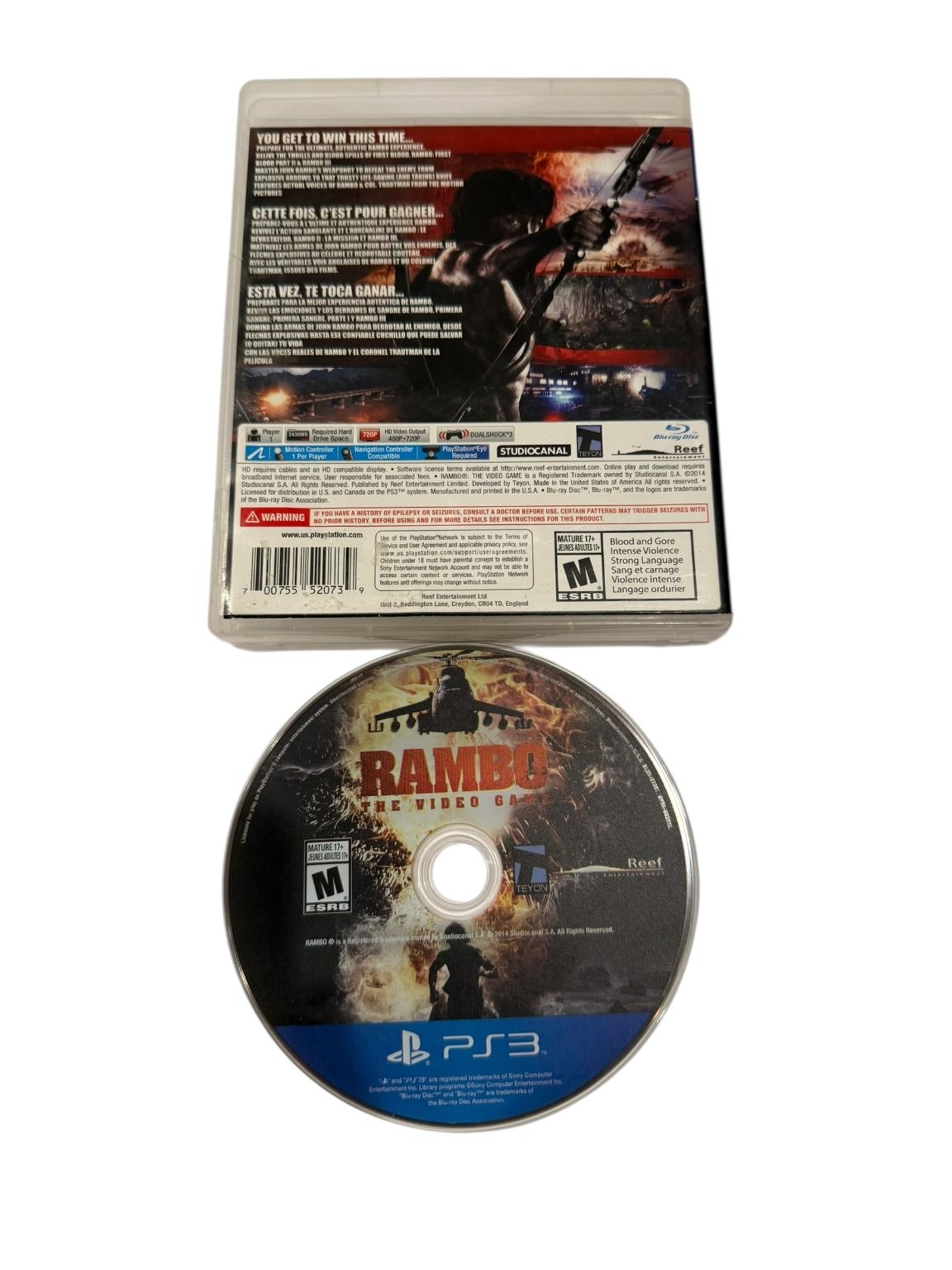 Rambo The Video Game PS3 Video Game Shooter Playstation 3