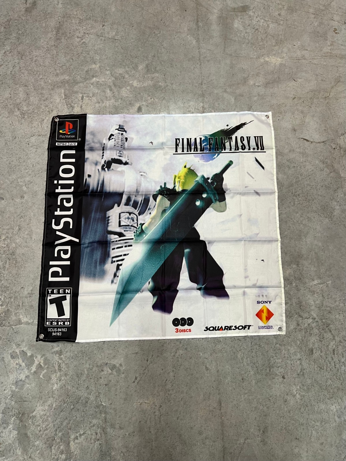 Final Fantasy VII 7 Custom Wall Flag Banner Tapestry 3 x 3 Ft, PS1