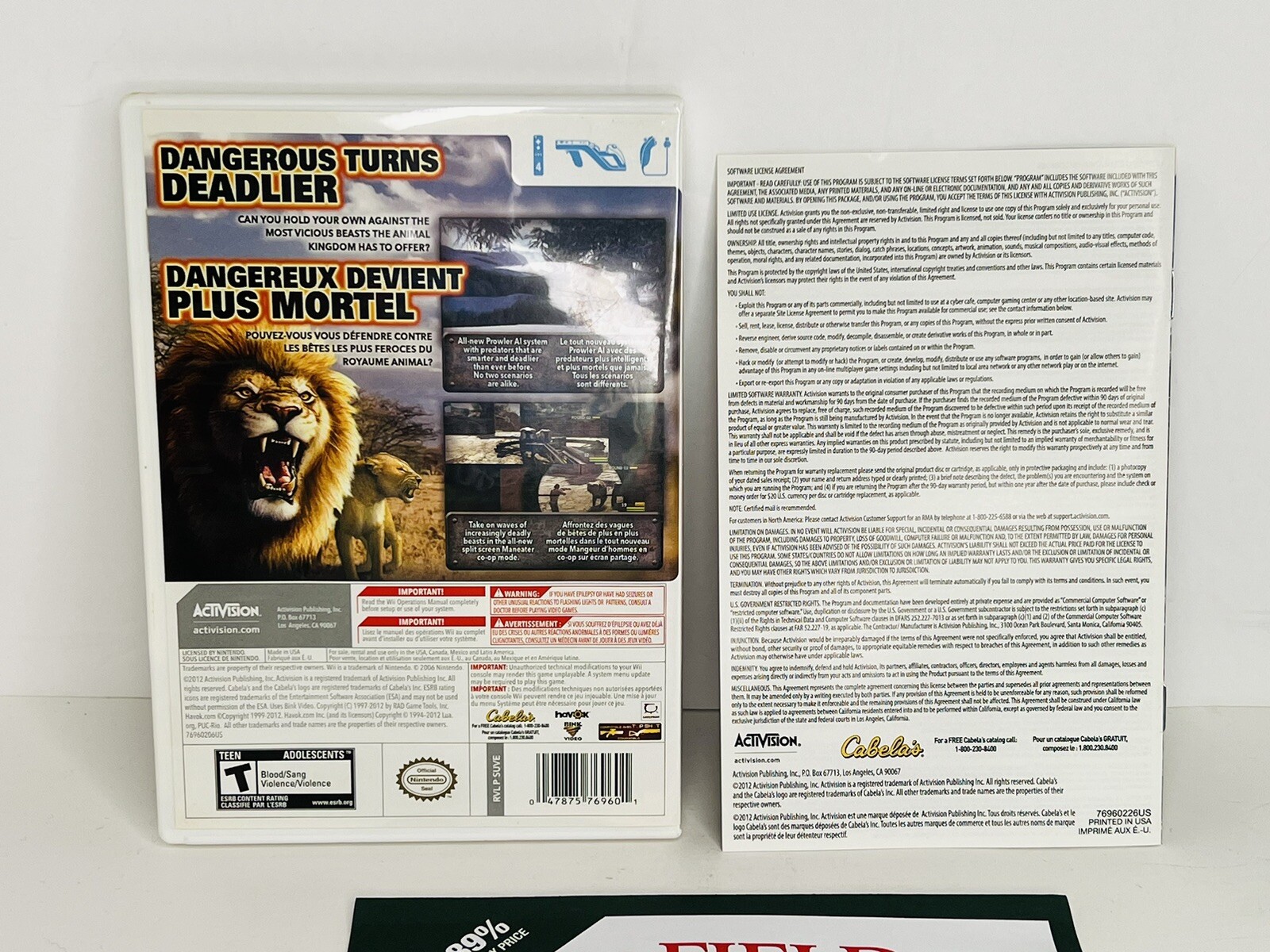 Cabela’s Dangerous Hunts 2013 Game Nintendo Wii Complete *NOT Tested*