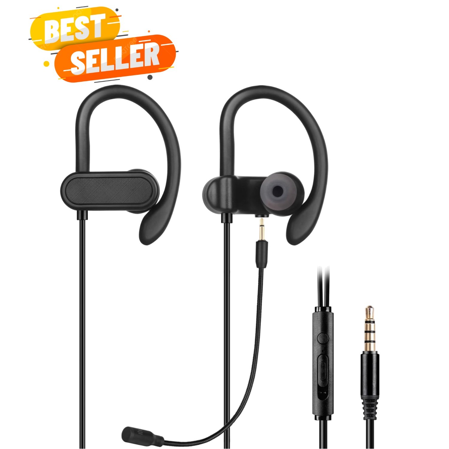 Wired 3.5mm in-ear Earbuds Headphones with Wrap-around Hooks, Gaming Headset …