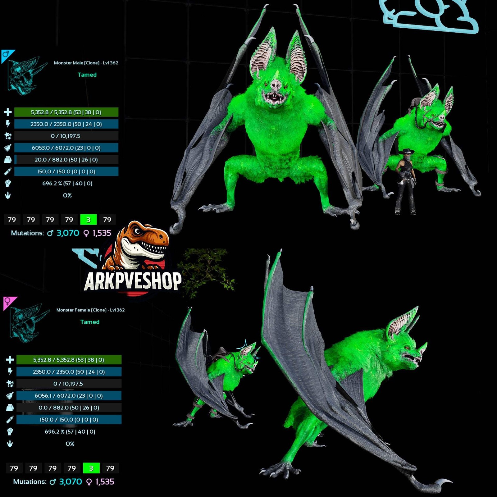 Desmodus Lvl362 696Melee Clone ASA PVE 🦖ARK Survival Ascended