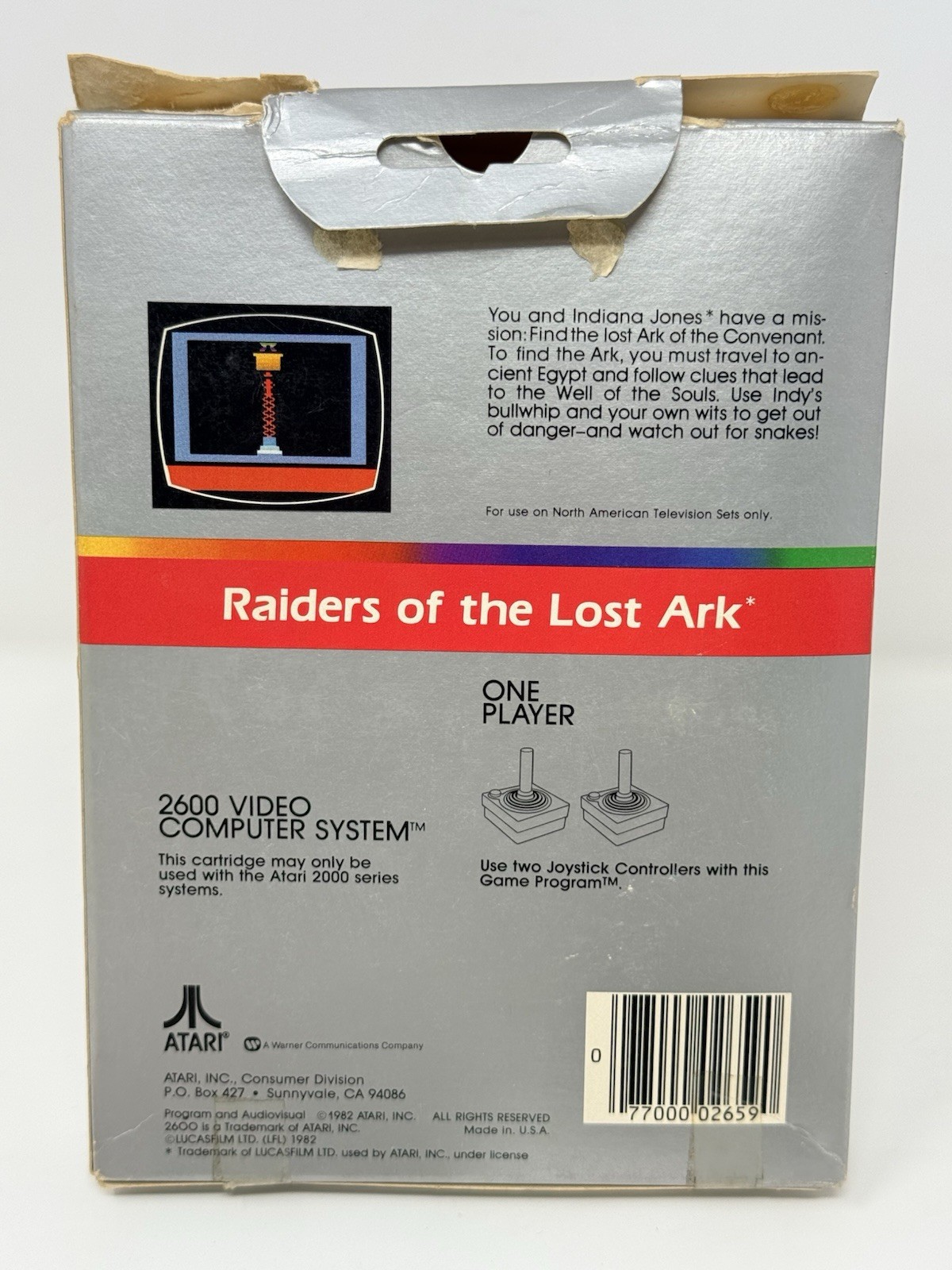 Raiders of the Lost Ark Atari 2600 Complete CIB Tested