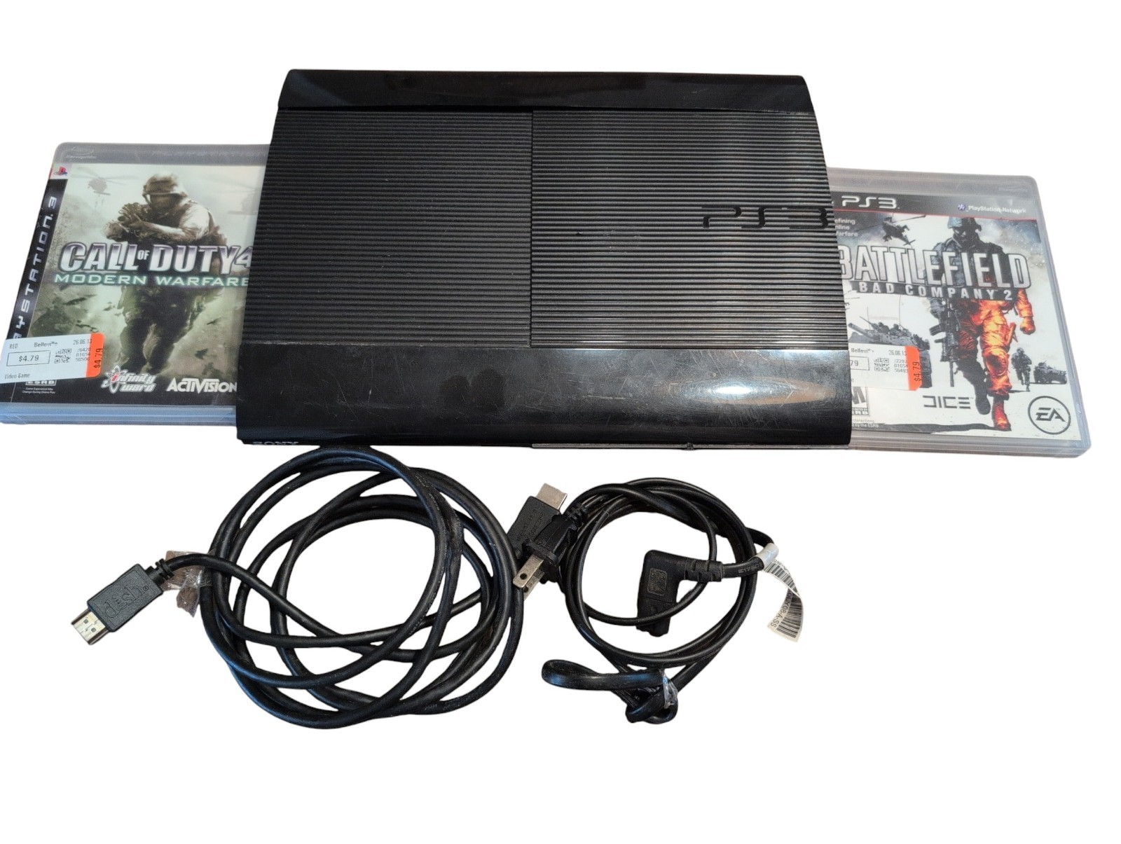 Sony PlayStation 3 PS3 Super Slim CECH-4001B 250GB Console Bundle With 2 Games