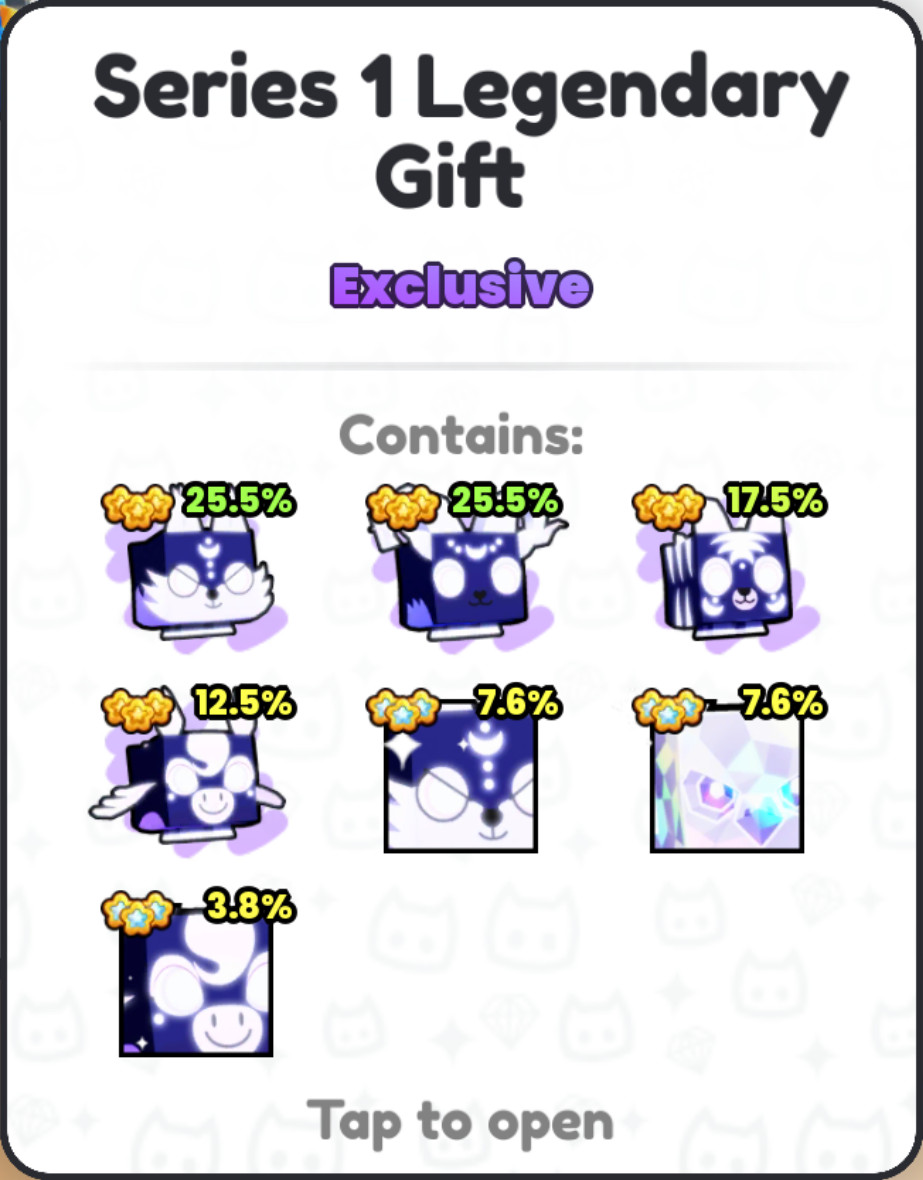 Series 1 Legendary Gift Pet Sim Simulator 99 PS99 Roblox Game