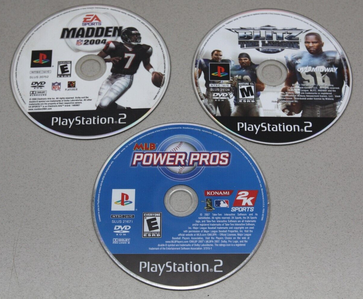 Lot of 7 PS2 Games – MLB Power Pros Madden NCAA 2003 2004 08 Hot Shots Blitz