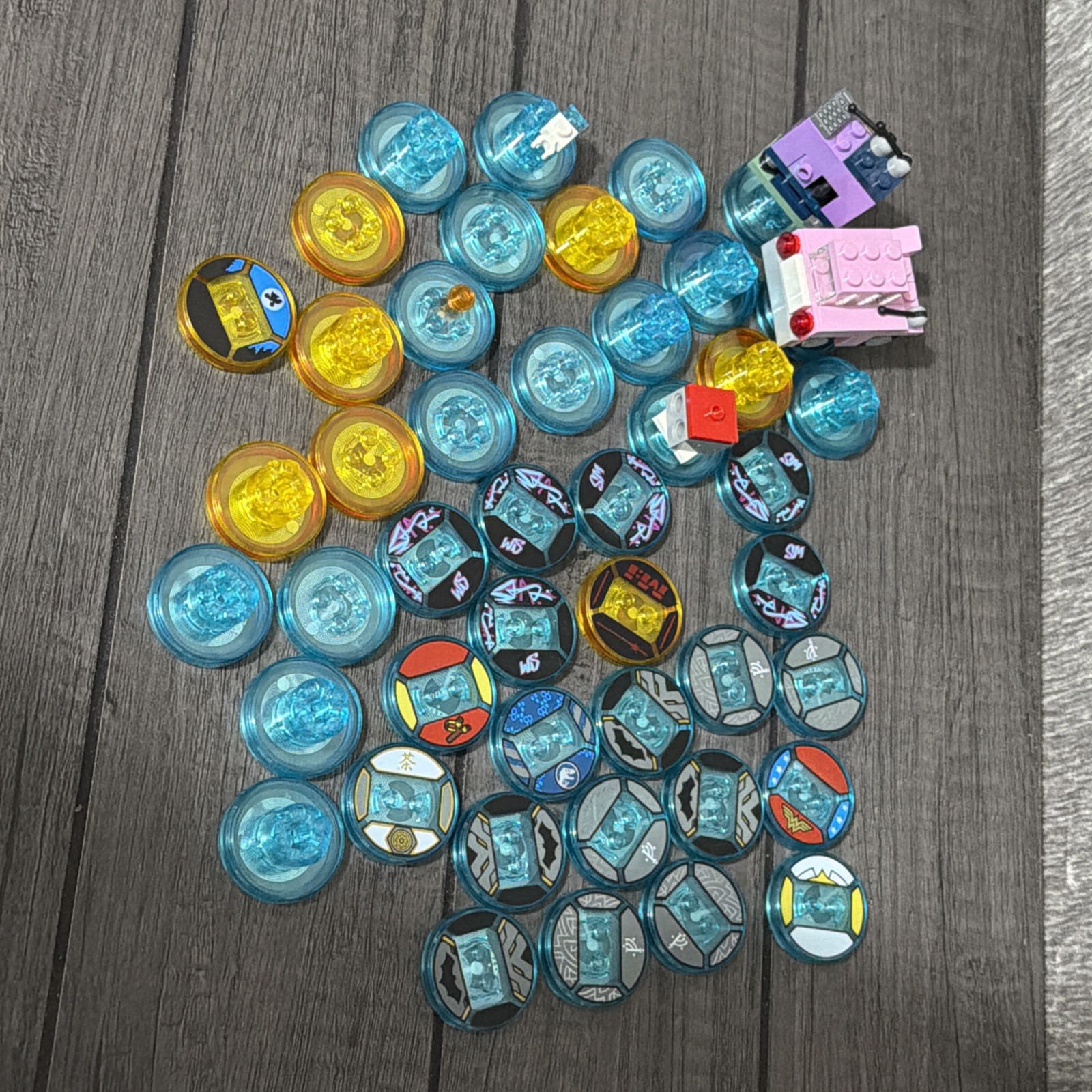 LEGO DIMENSIONS 45 TAG BASE OEM DISC CHARACTER LOT OF 45 FREE SHIPPING! NFC TOY
