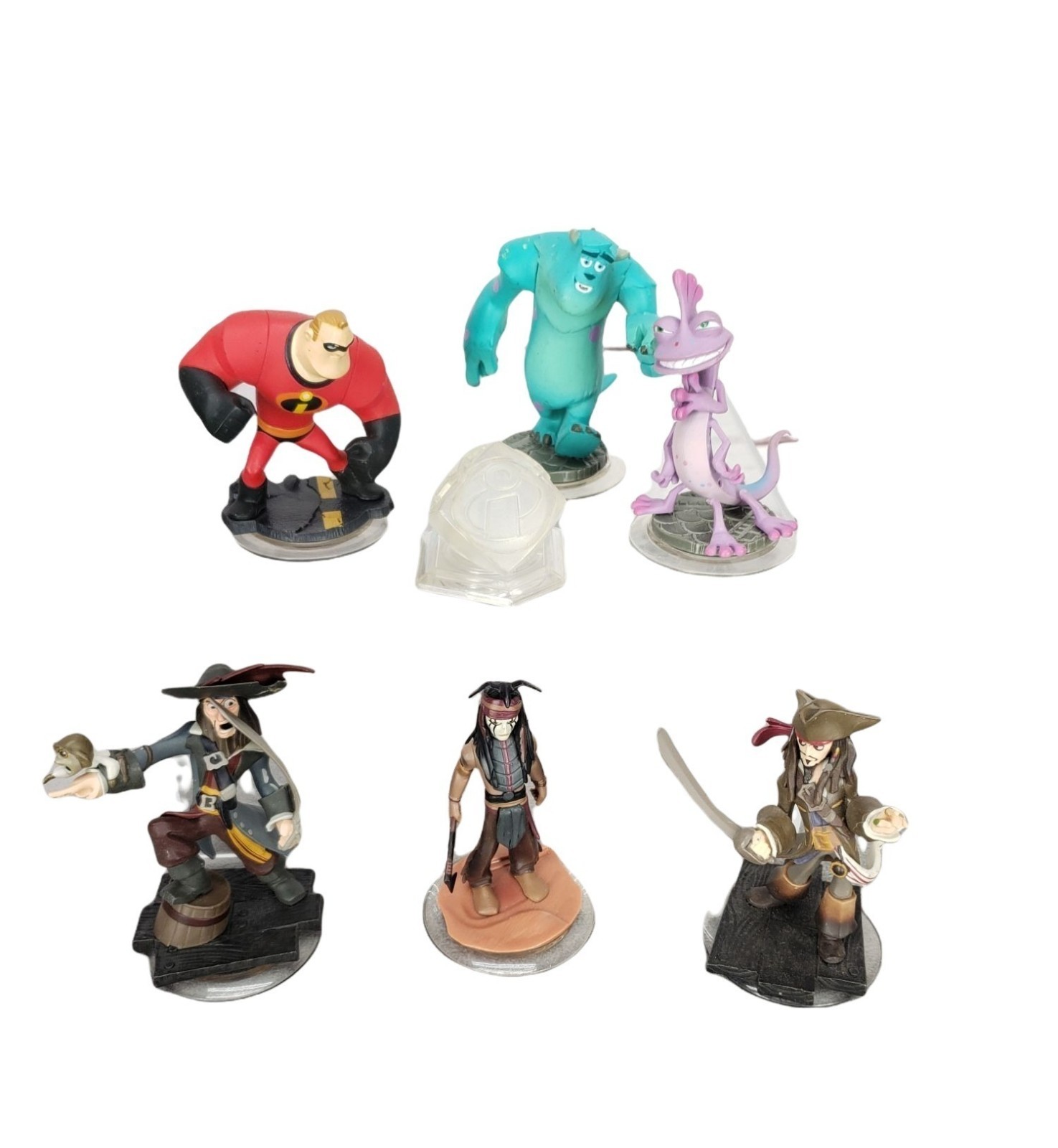 Disney Infinity Figures Lot Of 7 Featuring The Incredibles Pirates Of The Caribb