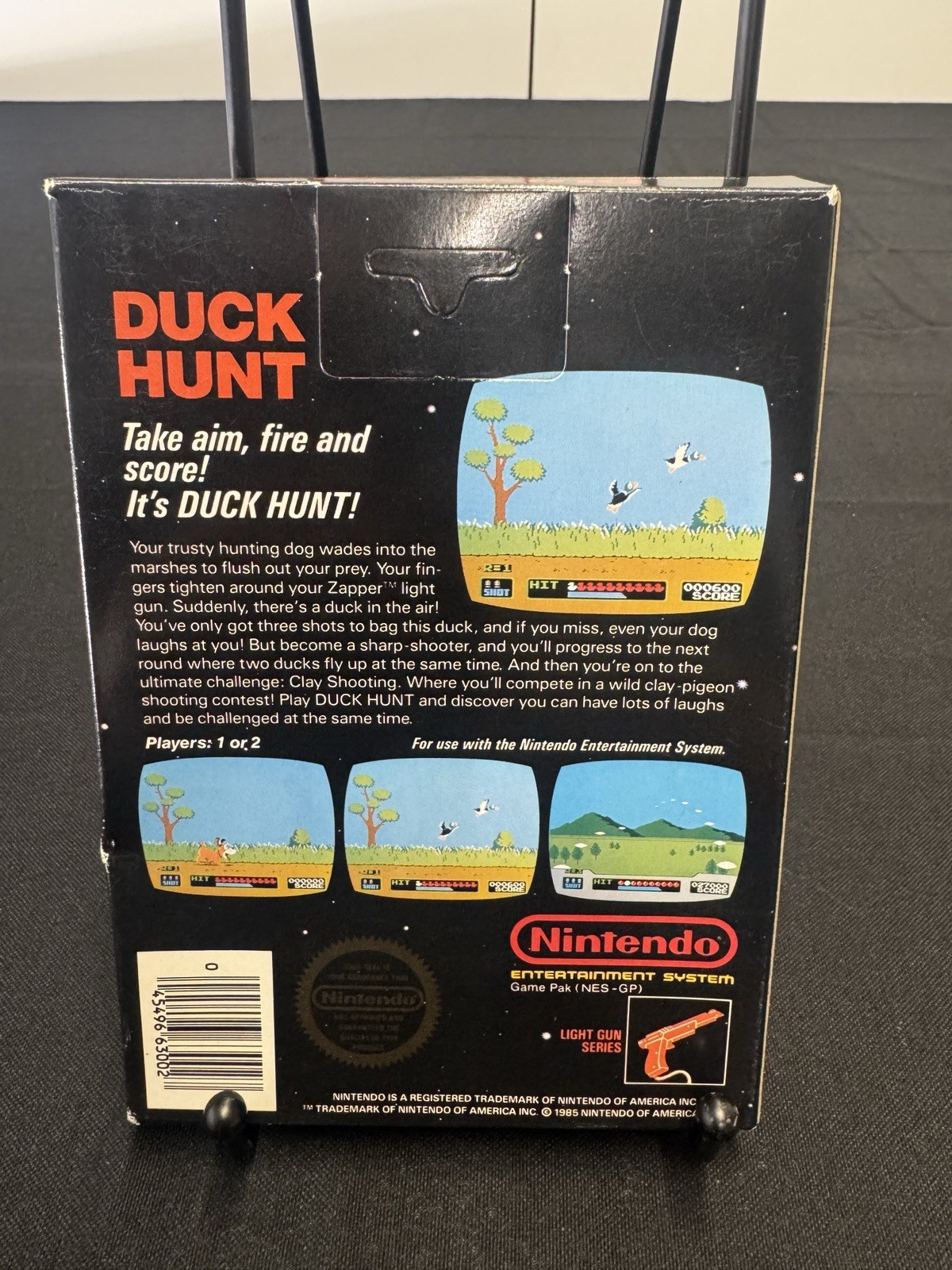 Duck Hunt (Nintendo NES, 1985) IN BOX (MISSING MANUAL) W/ Gray Zapper