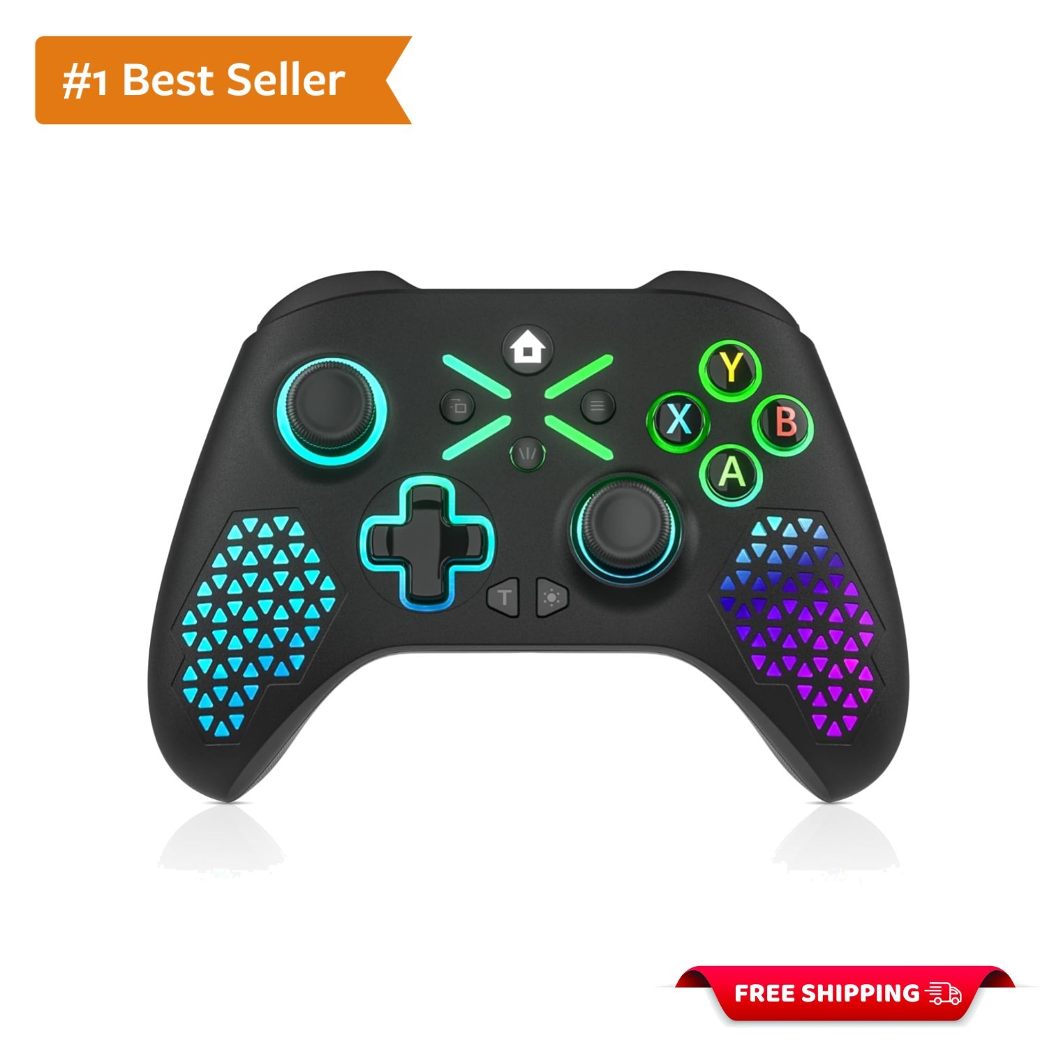 Multi-Platform RGB Wireless Controller for Xbox, 2.4GHz Dual Vibration Gamepad