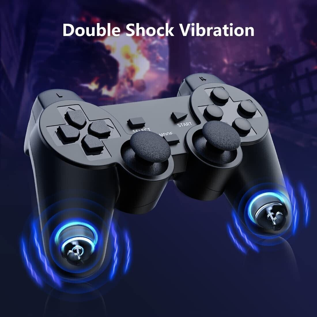 2x For Sony PS2 2.4G Wireless Twin Shock Game Controller Joystick Joypad